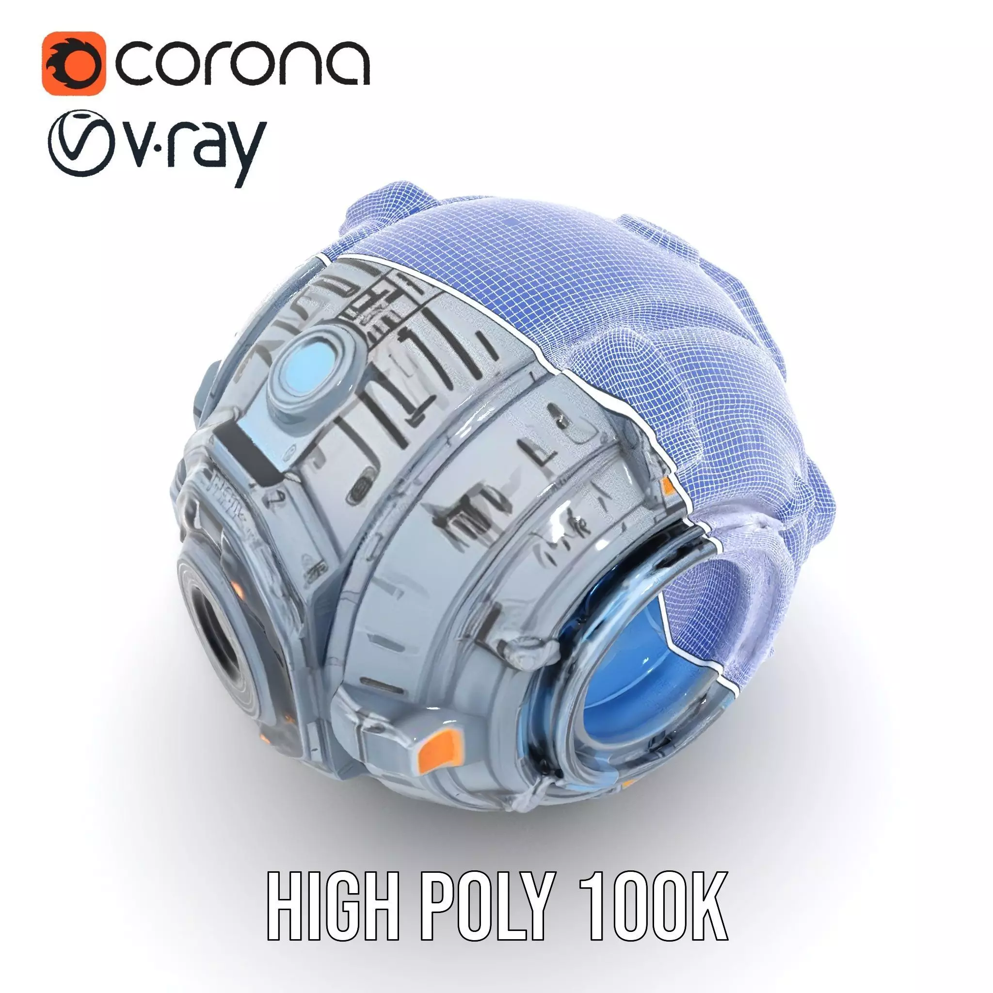 Futuristic Spherical Robot Model Pack Low-poly 3D model_33