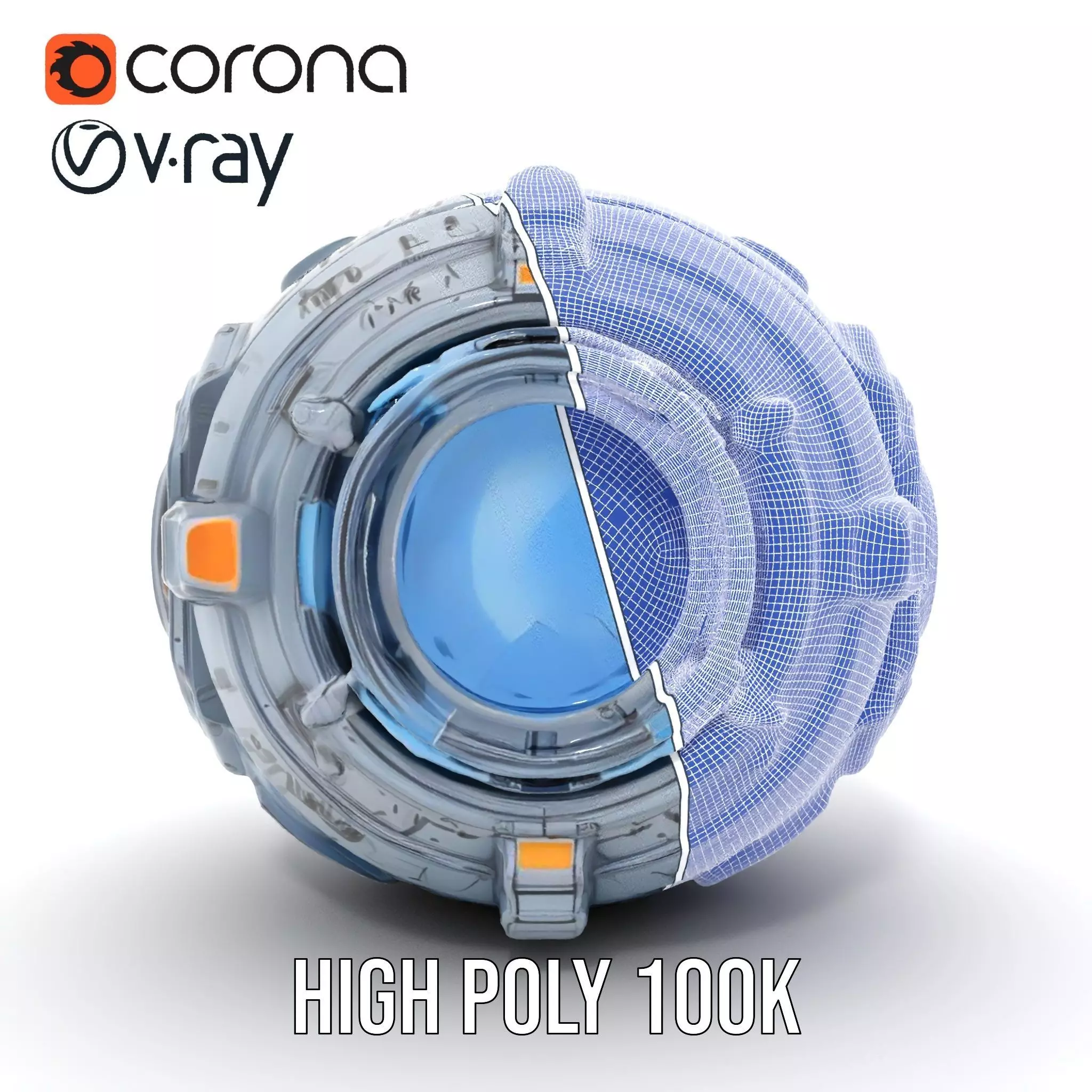 Futuristic Spherical Robot Model Pack Low-poly 3D model_31