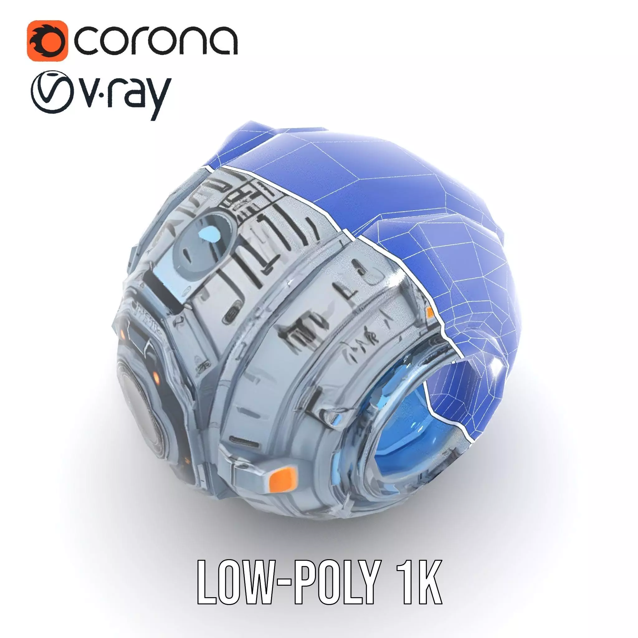 Futuristic Spherical Robot Model Pack Low-poly 3D model_30