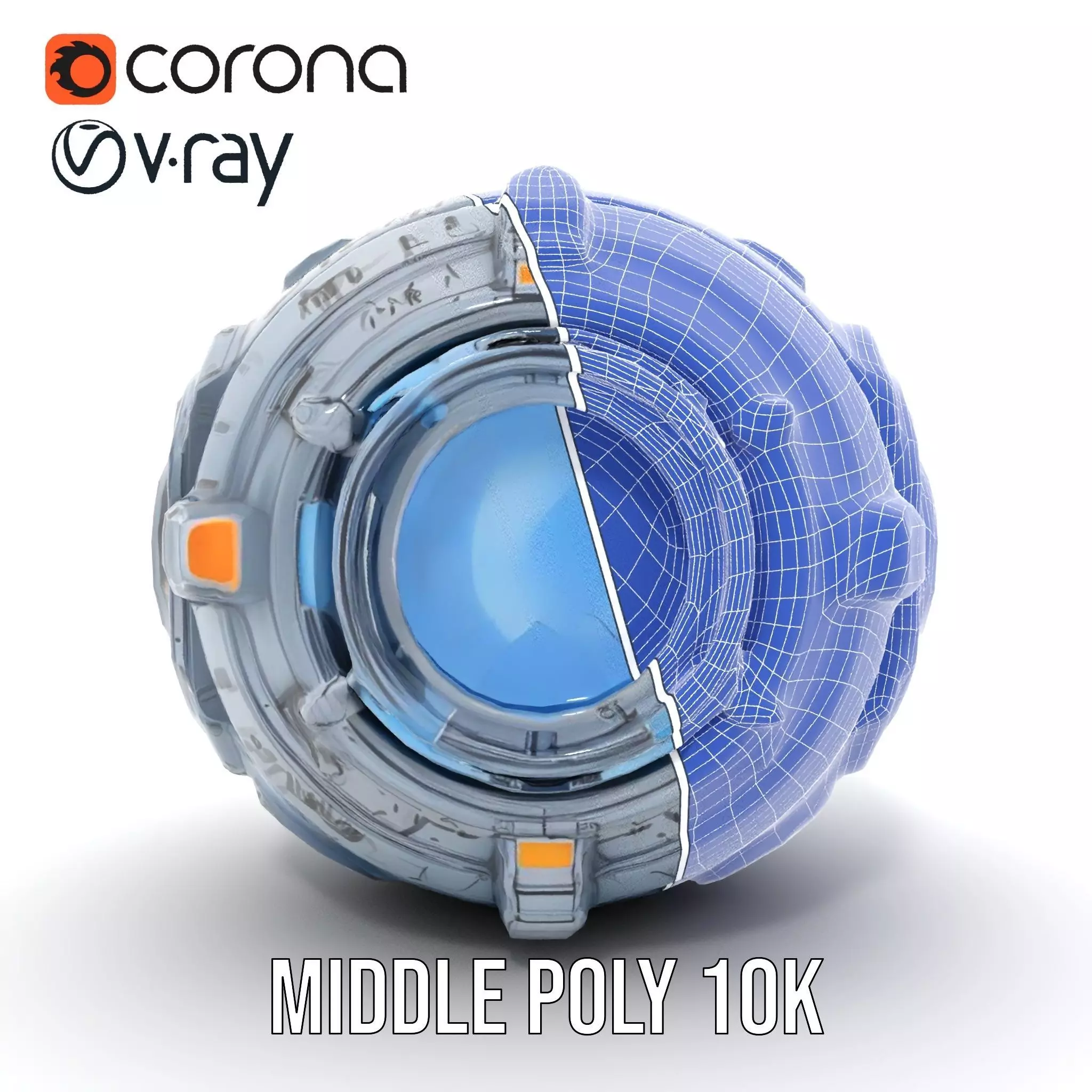 Futuristic Spherical Robot Model Pack Low-poly 3D model_29