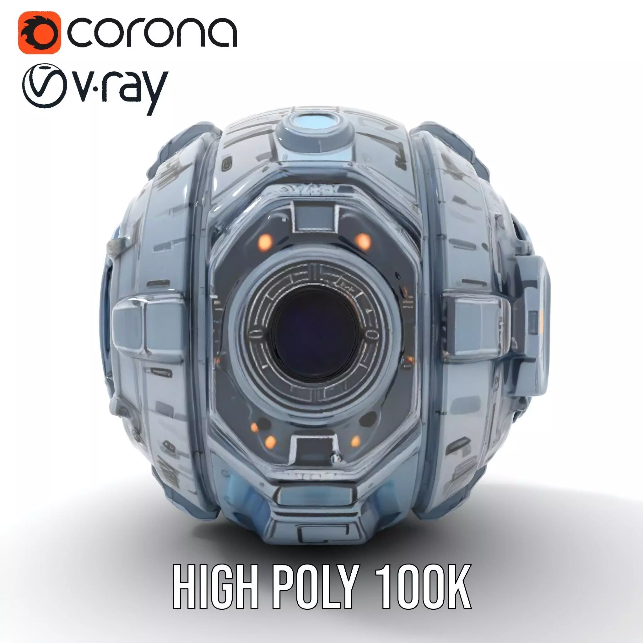 Futuristic Spherical Robot Model Pack Low-poly 3D model_28
