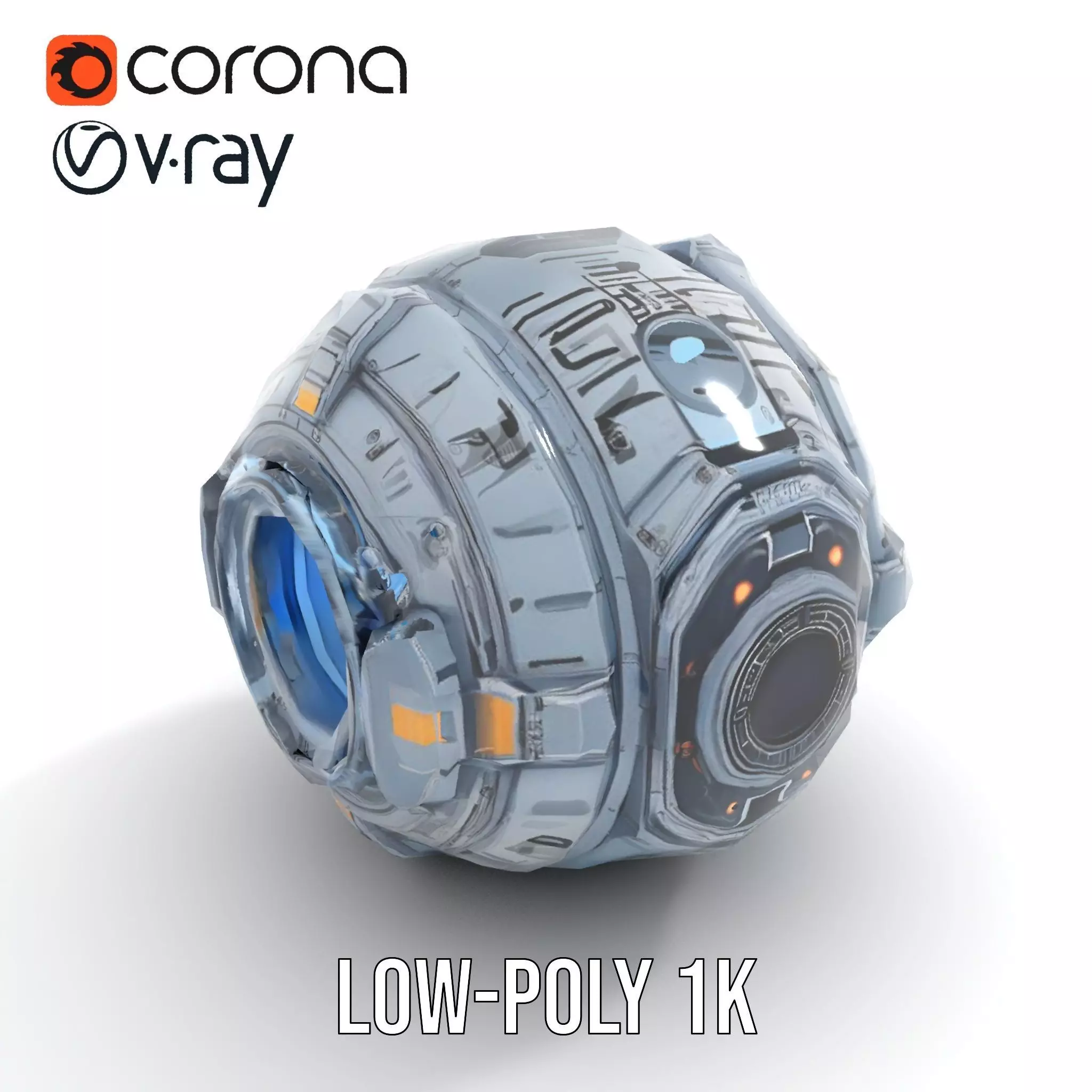 Futuristic Spherical Robot Model Pack Low-poly 3D model_7