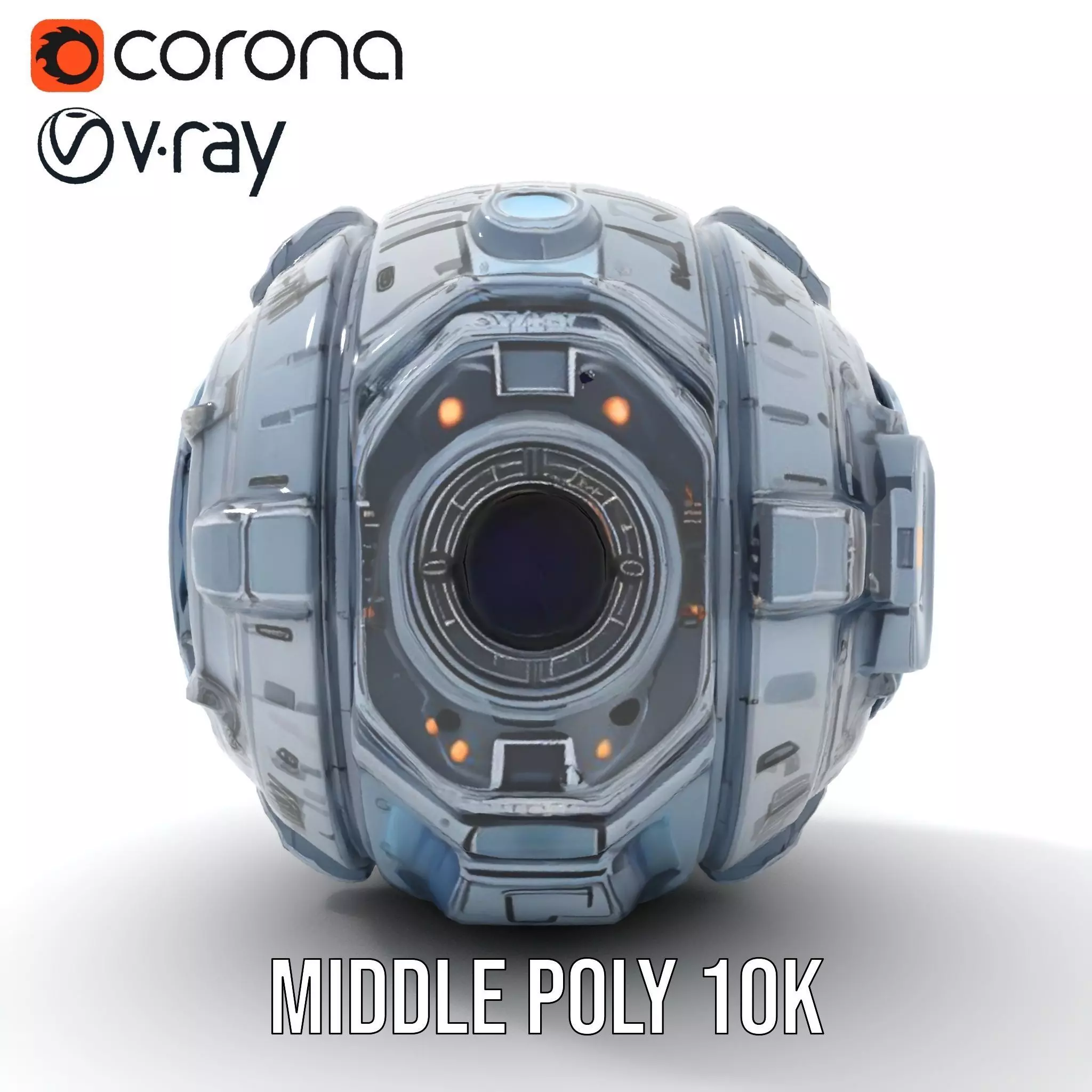 Futuristic Spherical Robot Model Pack Low-poly 3D model_15