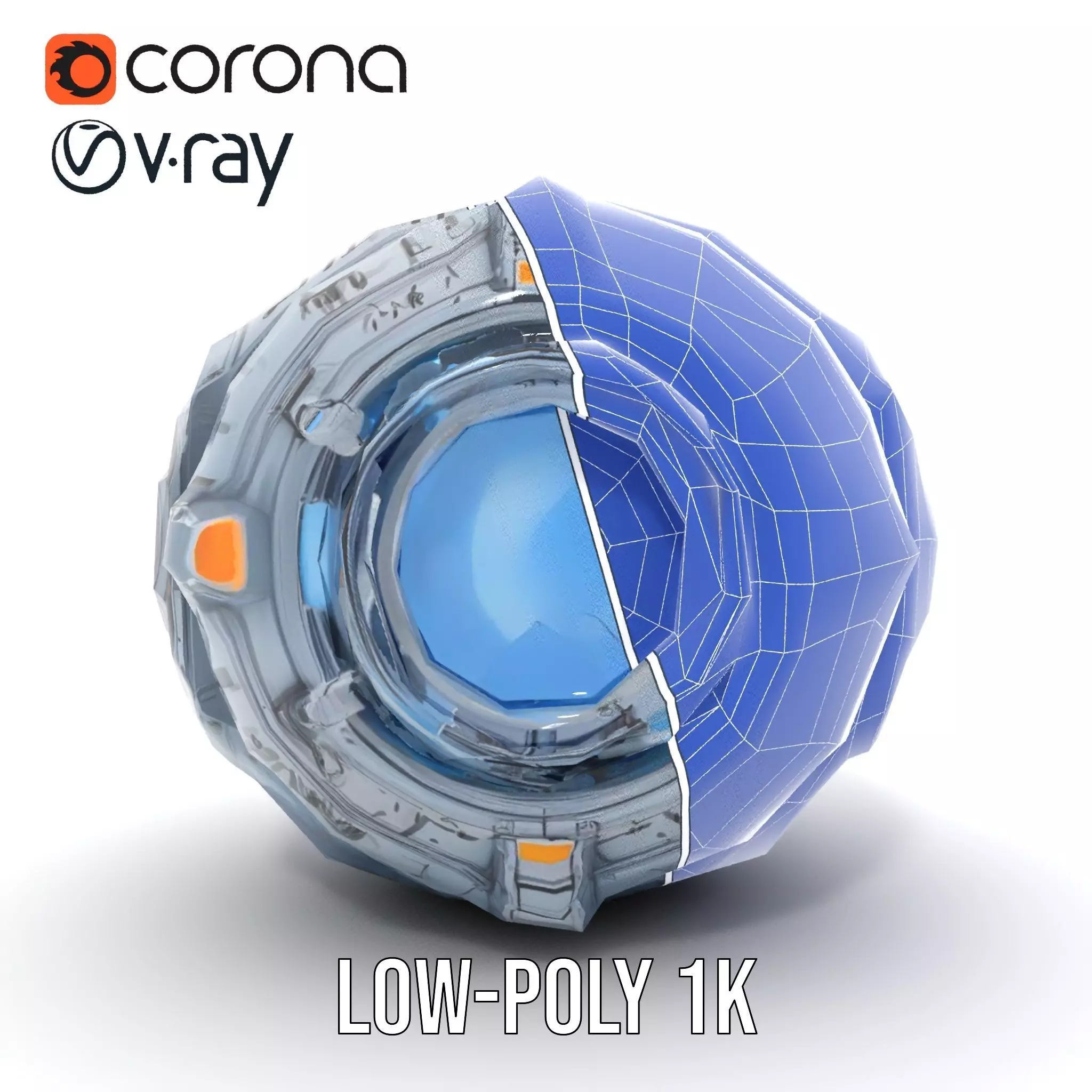 Futuristic Spherical Robot Model Pack Low-poly 3D model_22