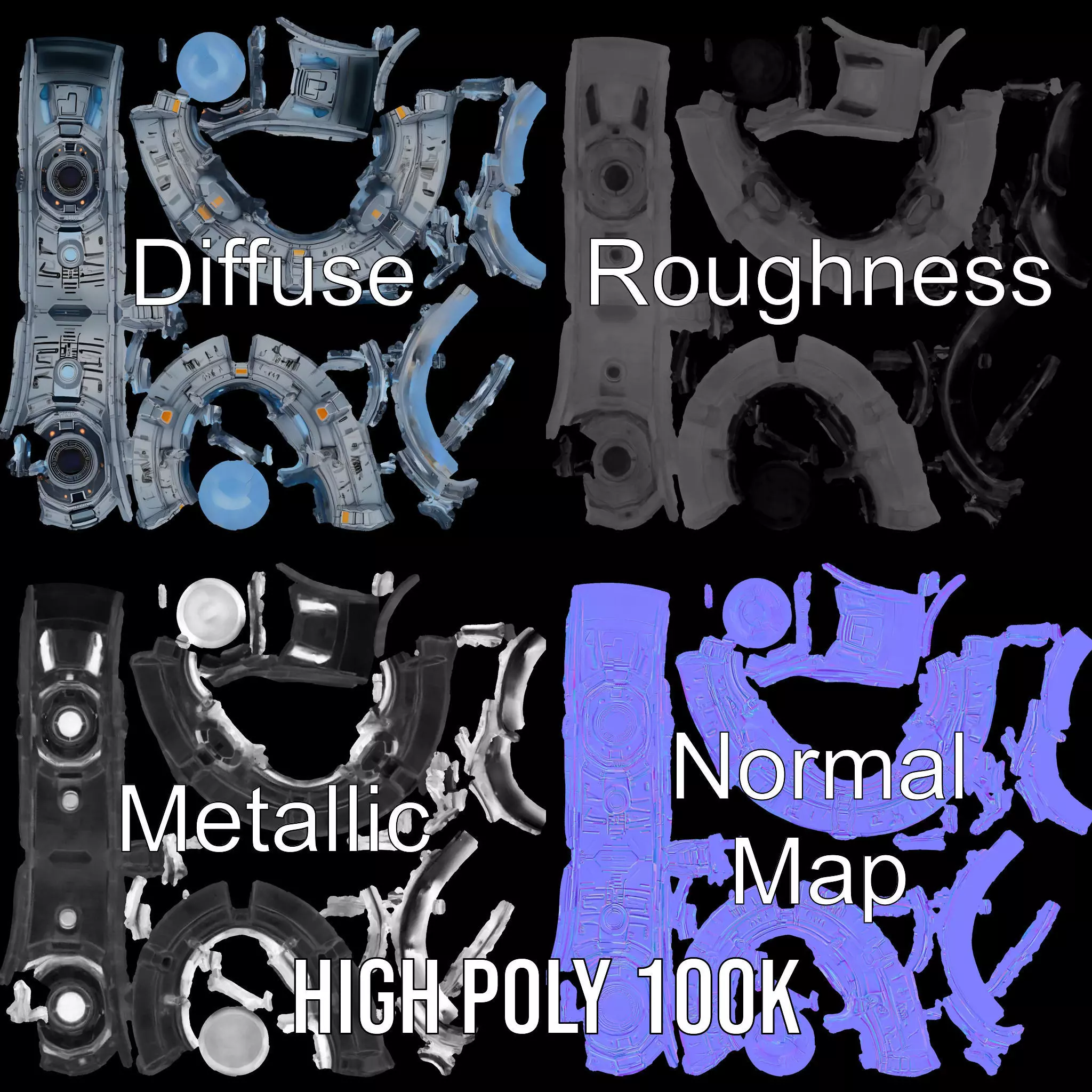 Futuristic Spherical Robot Model Pack Low-poly 3D model_3