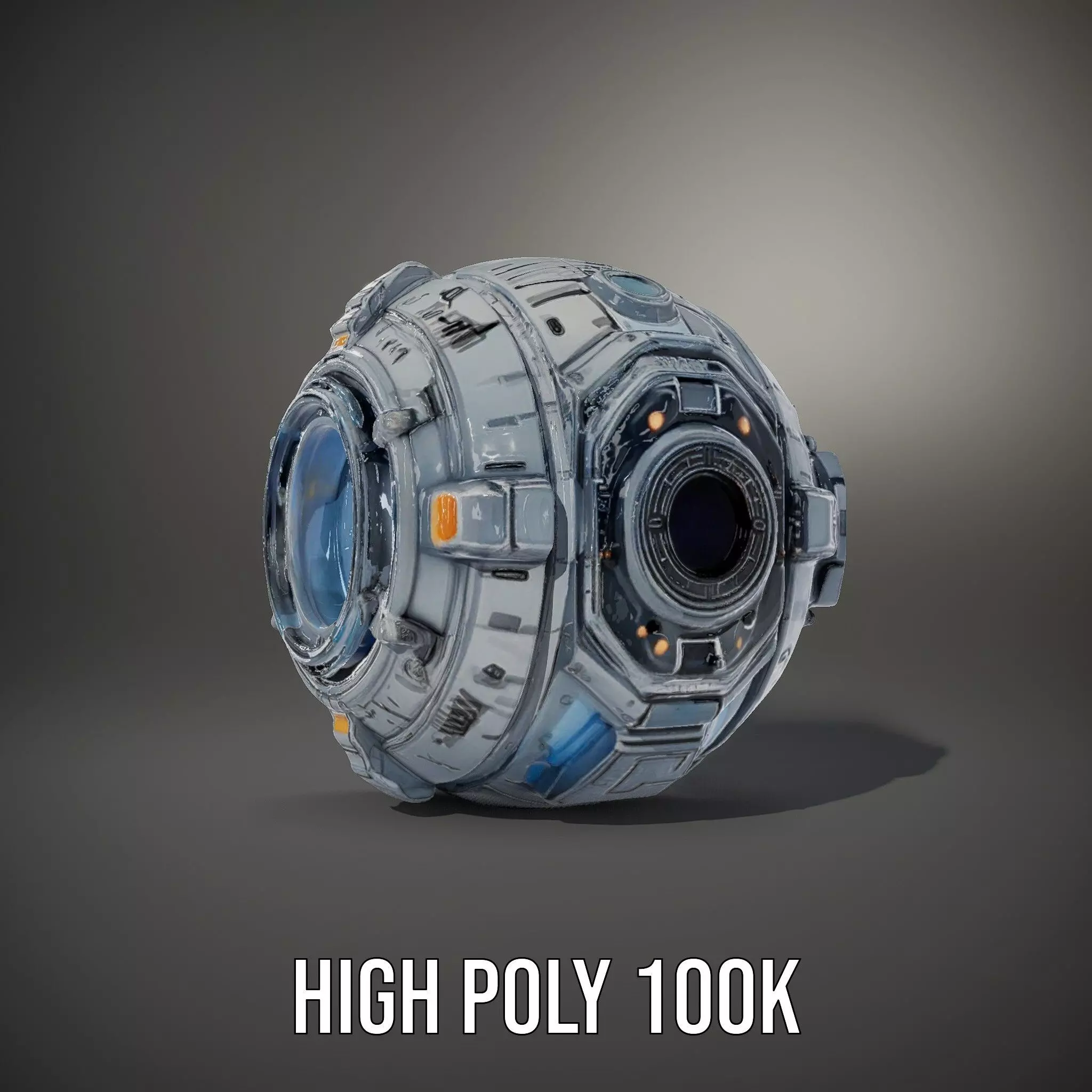 Futuristic Spherical Robot Model Pack Low-poly 3D model_12