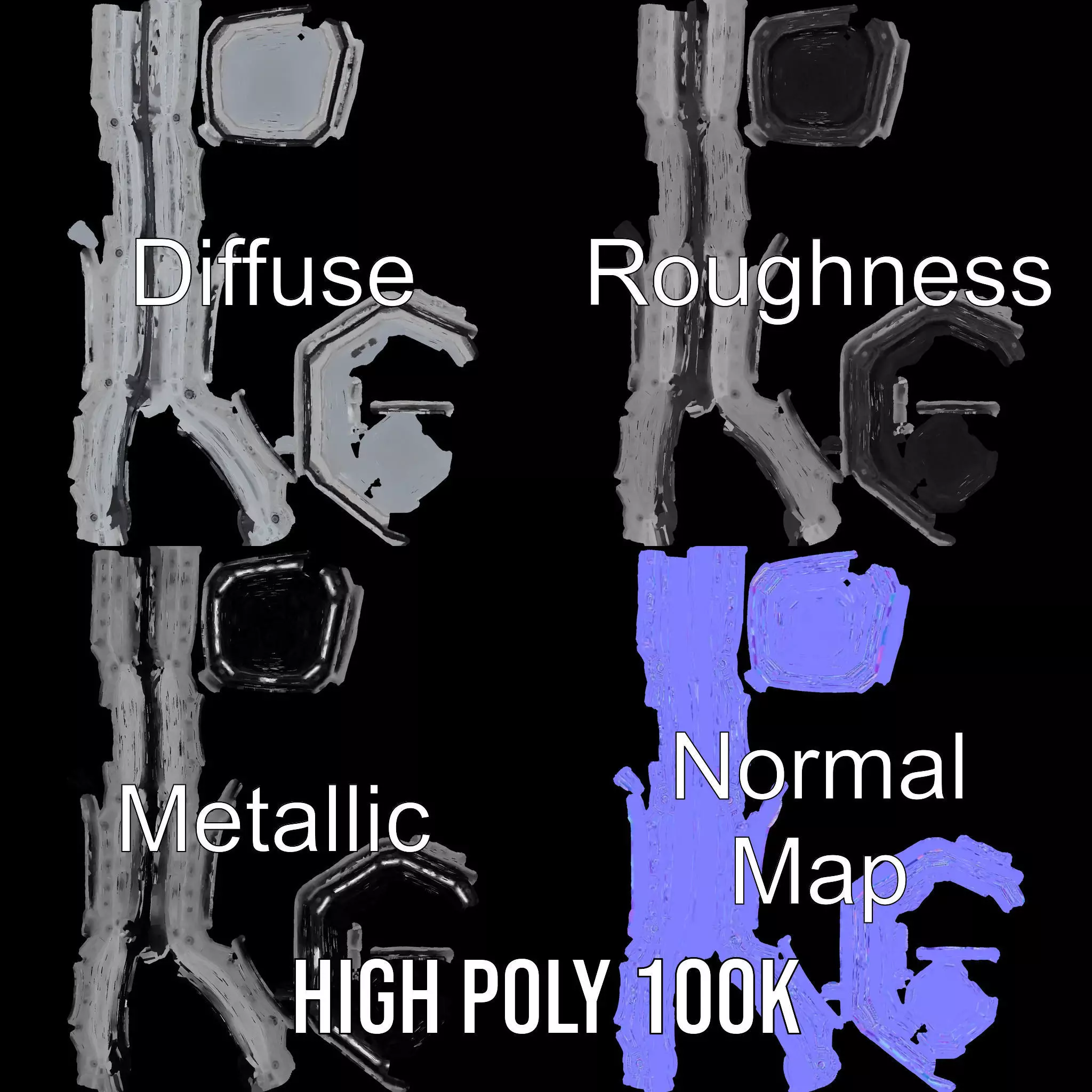 Futuristic SciFi Portal Model Pack with Metallic Accents Low-poly 3D model_3