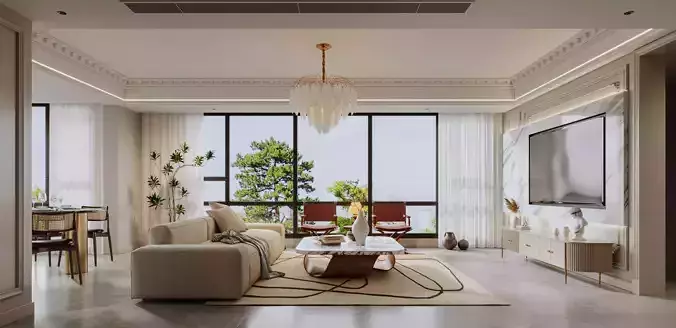 Luxury living room dining room interior scenes 11