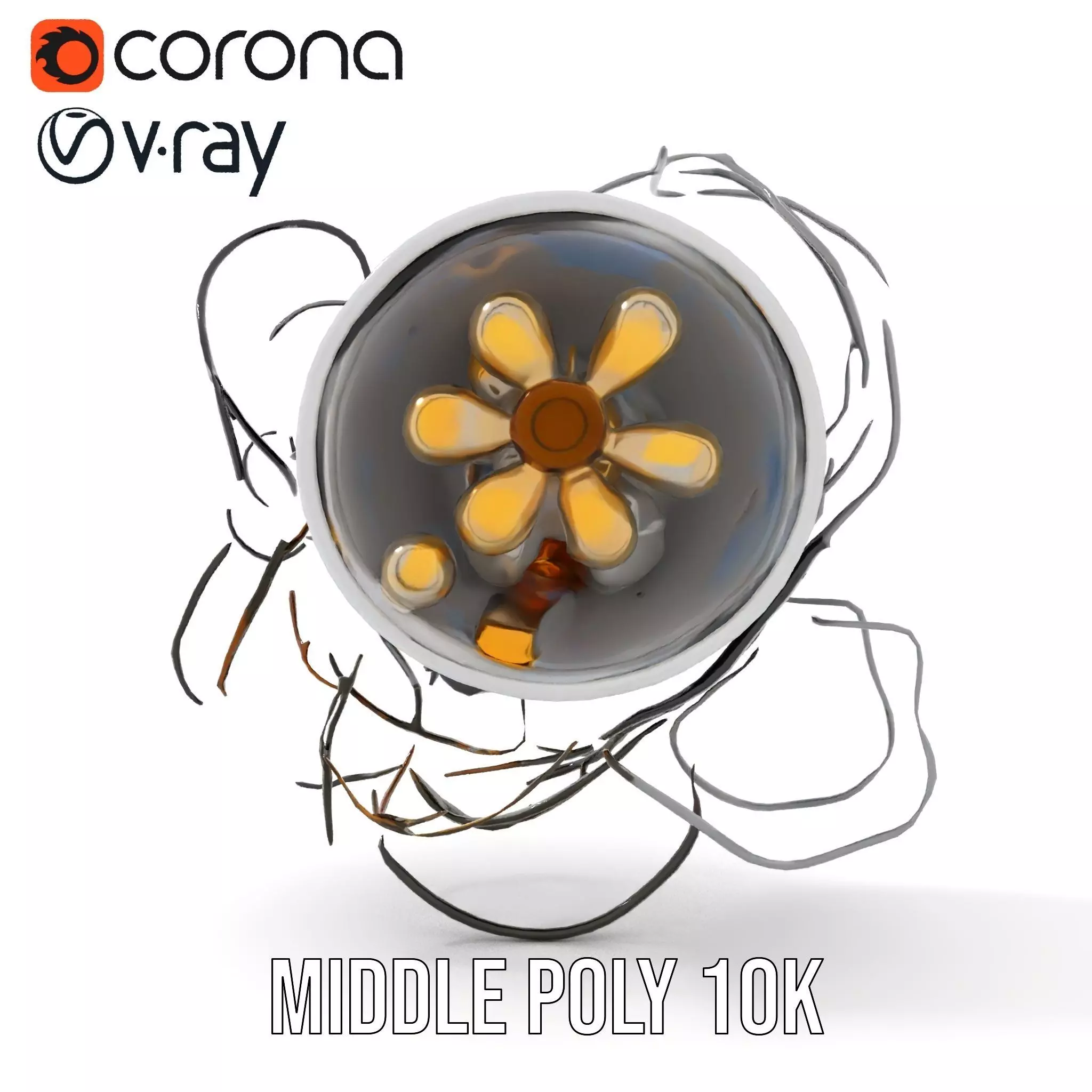 Vintage Industrial Hanging Light Model Pack Low-poly 3D model_18