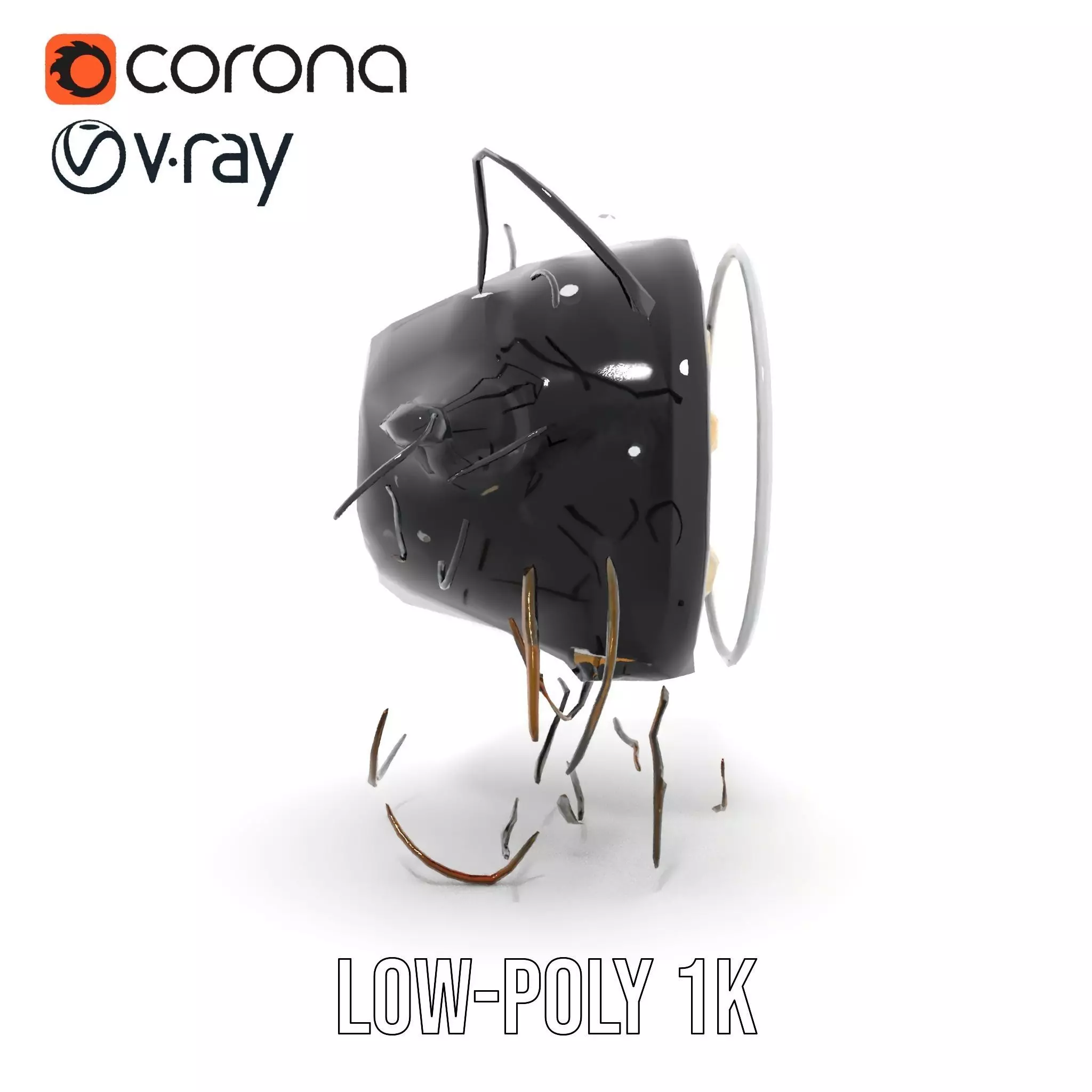 Vintage Industrial Hanging Light Model Pack Low-poly 3D model_19