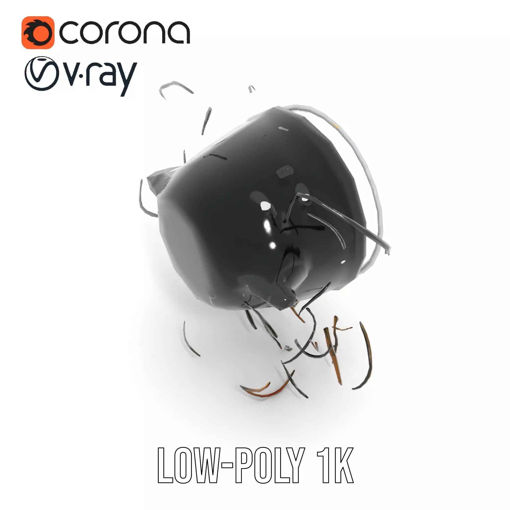 Vintage Industrial Hanging Light Model Pack Low-poly 3D model_12