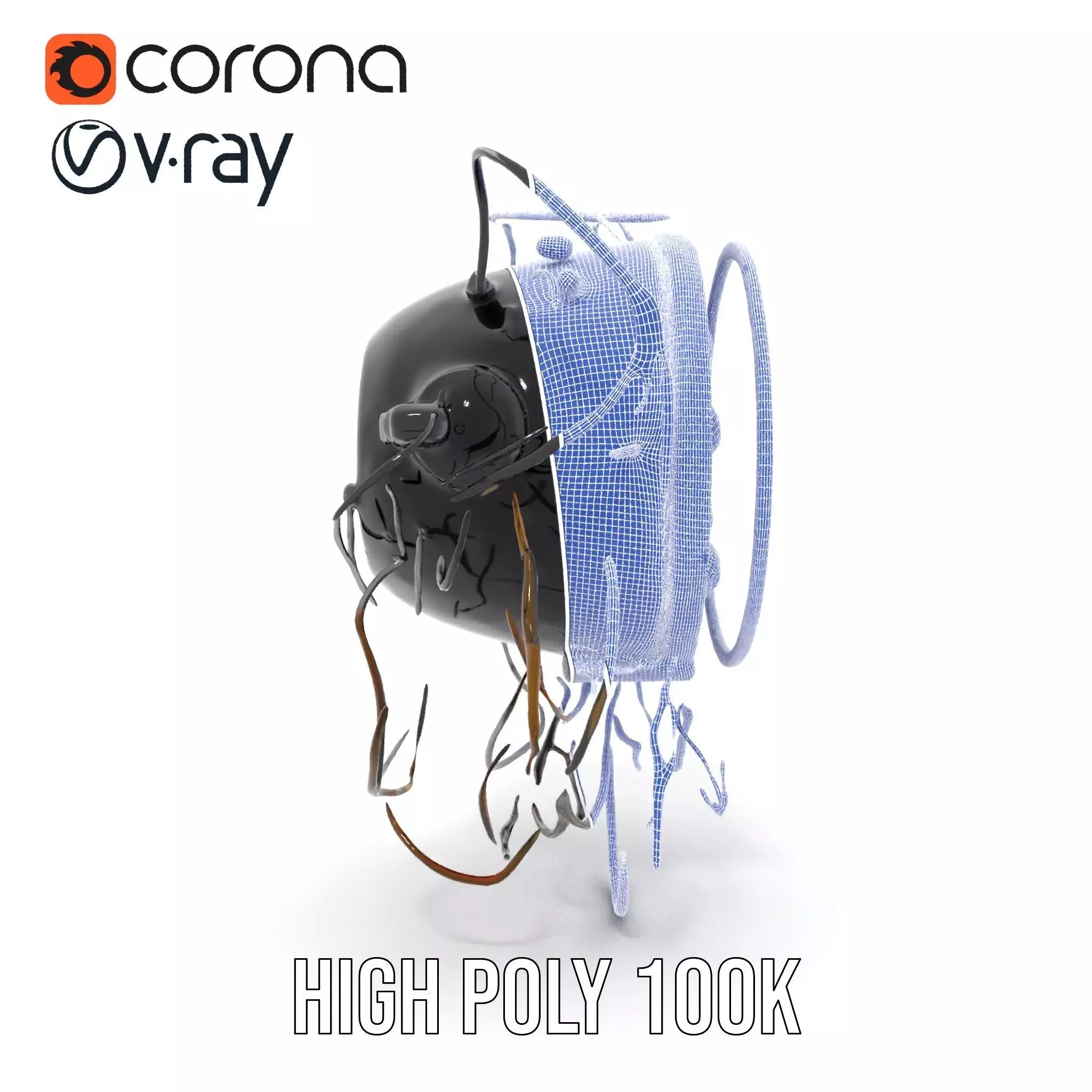 Vintage Industrial Hanging Light Model Pack Low-poly 3D model_33