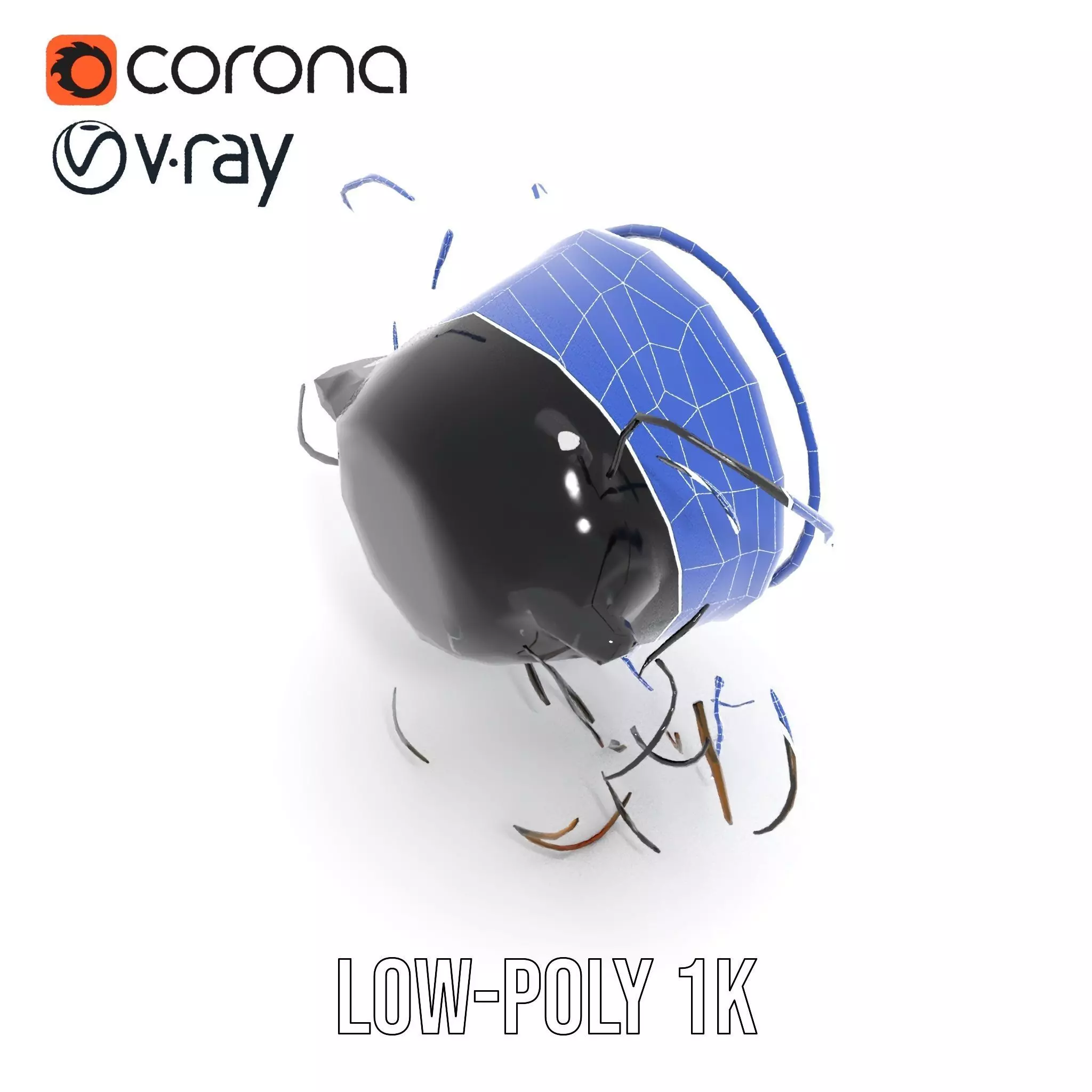 Vintage Industrial Hanging Light Model Pack Low-poly 3D model_14