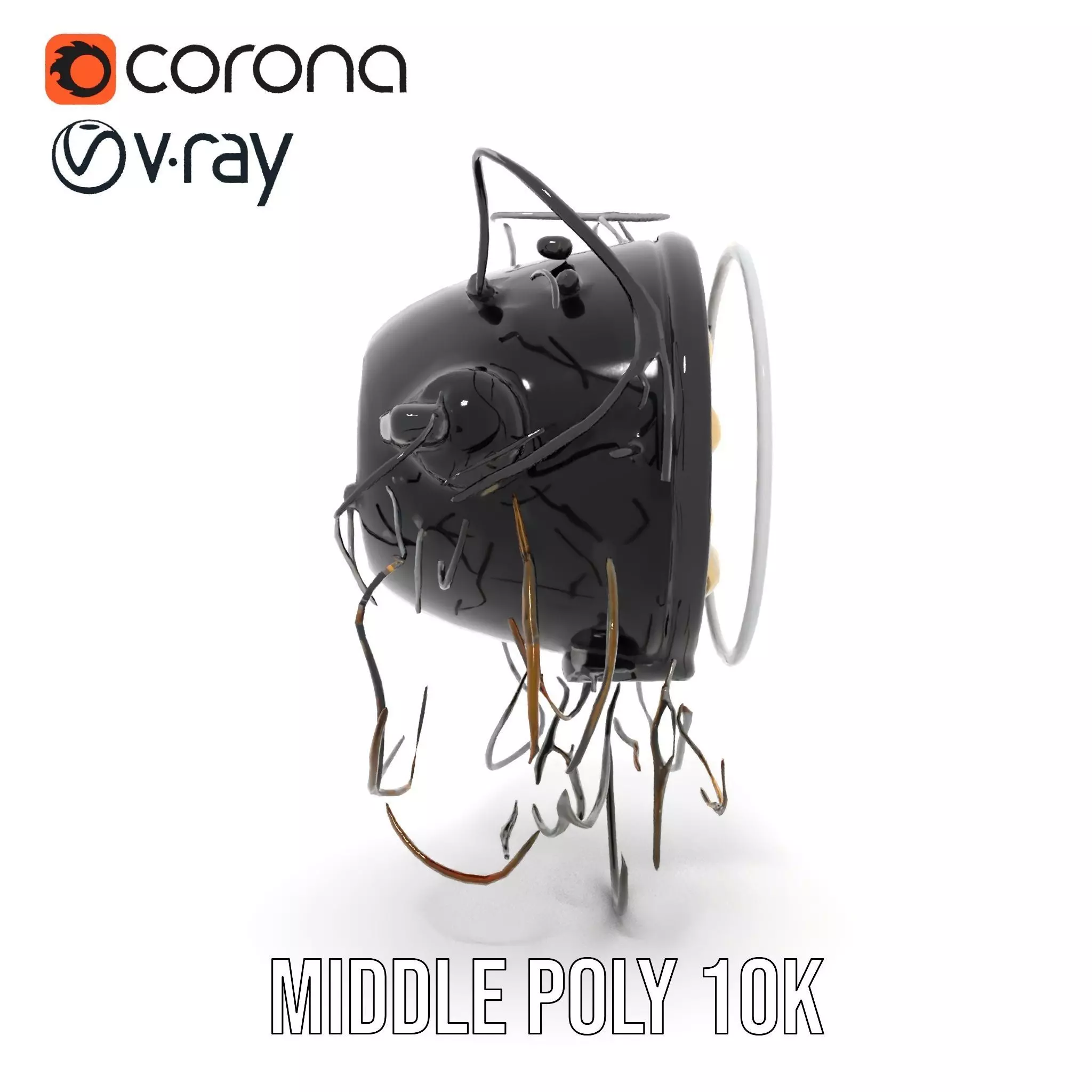 Vintage Industrial Hanging Light Model Pack Low-poly 3D model_6