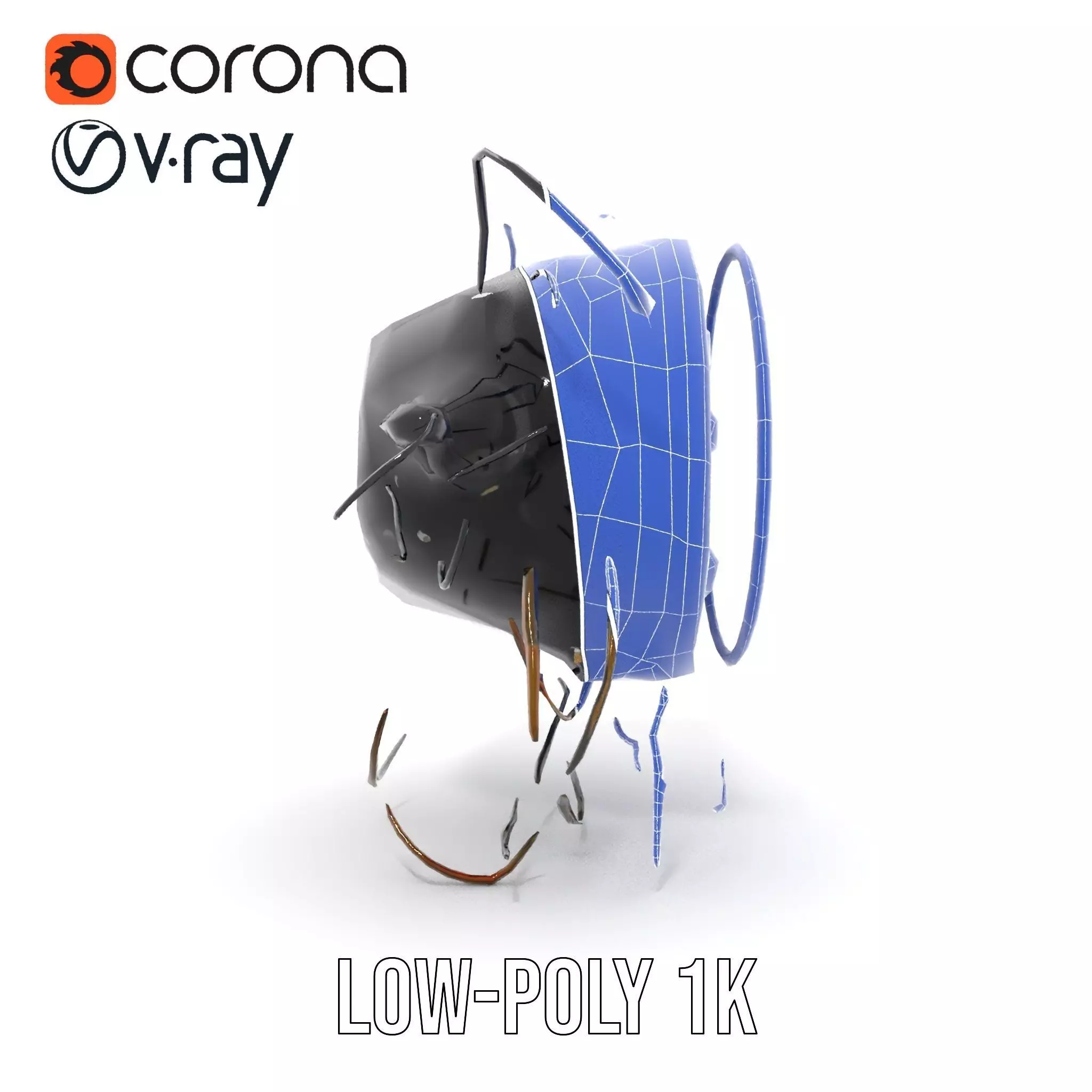 Vintage Industrial Hanging Light Model Pack Low-poly 3D model_22