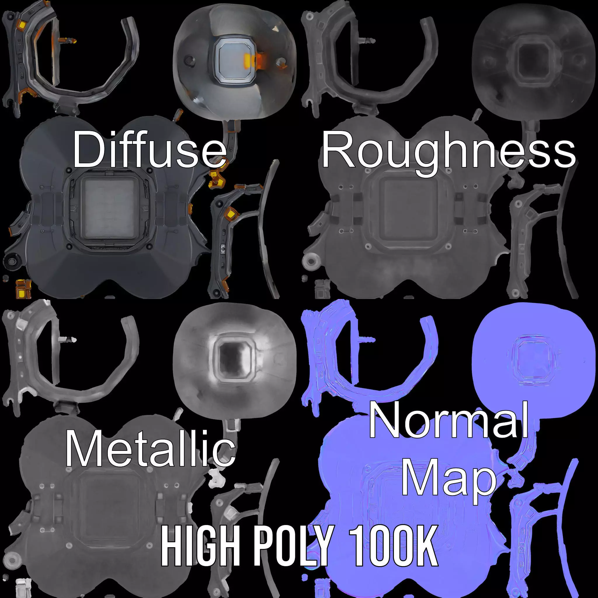 Futuristic SciFi Door Model Pack with Illuminated Details Low-poly 3D model_3