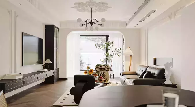 Luxury living room dining room interior scenes 16