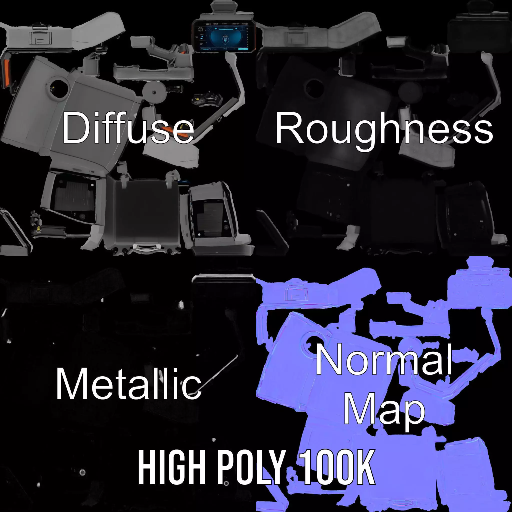 Futuristic Device Console model pack Low-poly 3D model_3