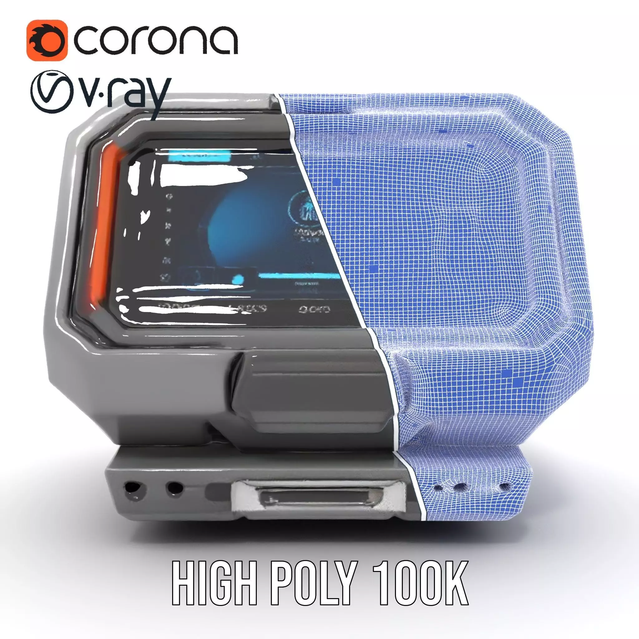 Futuristic Device Console model pack Low-poly 3D model_33