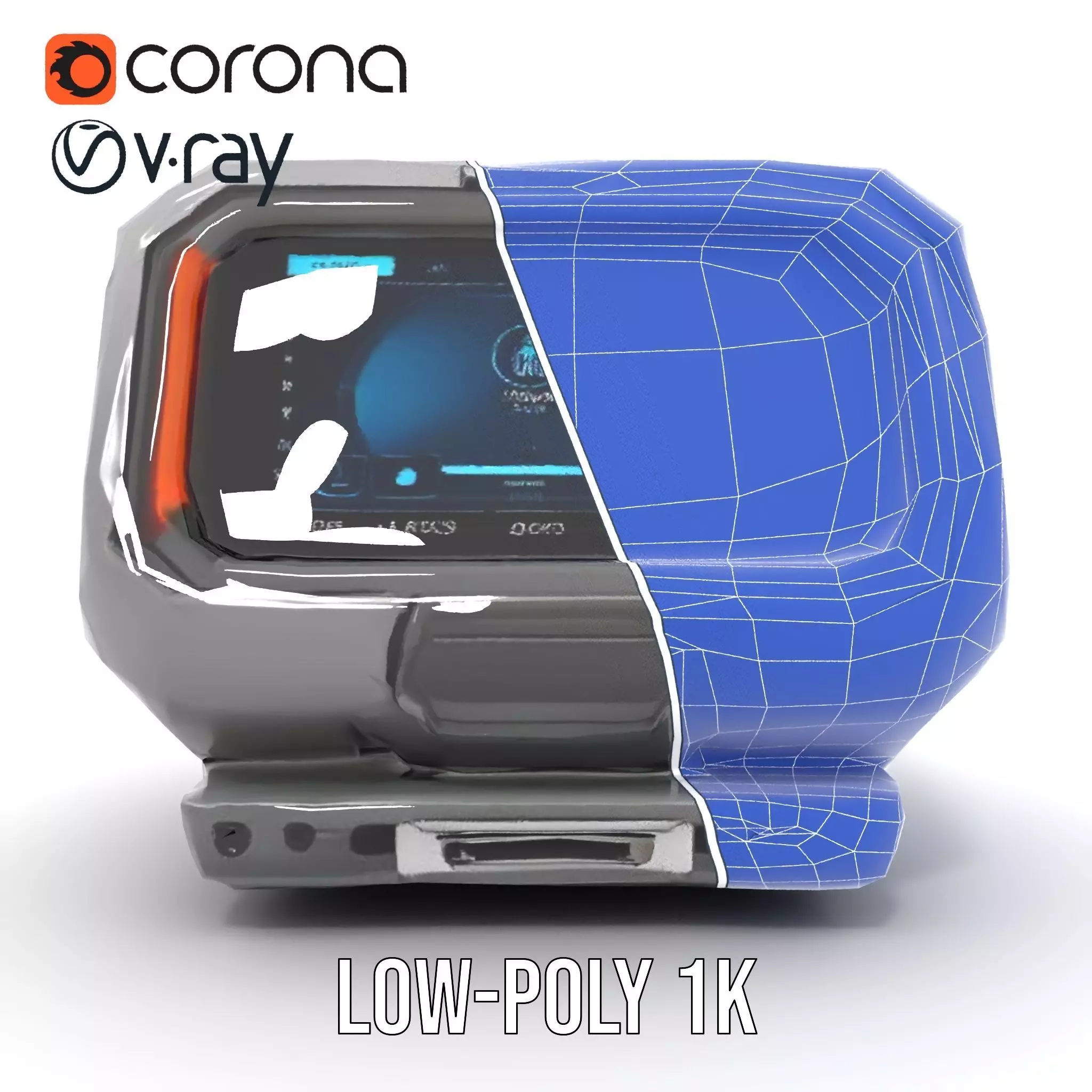 Futuristic Device Console model pack Low-poly 3D model_19