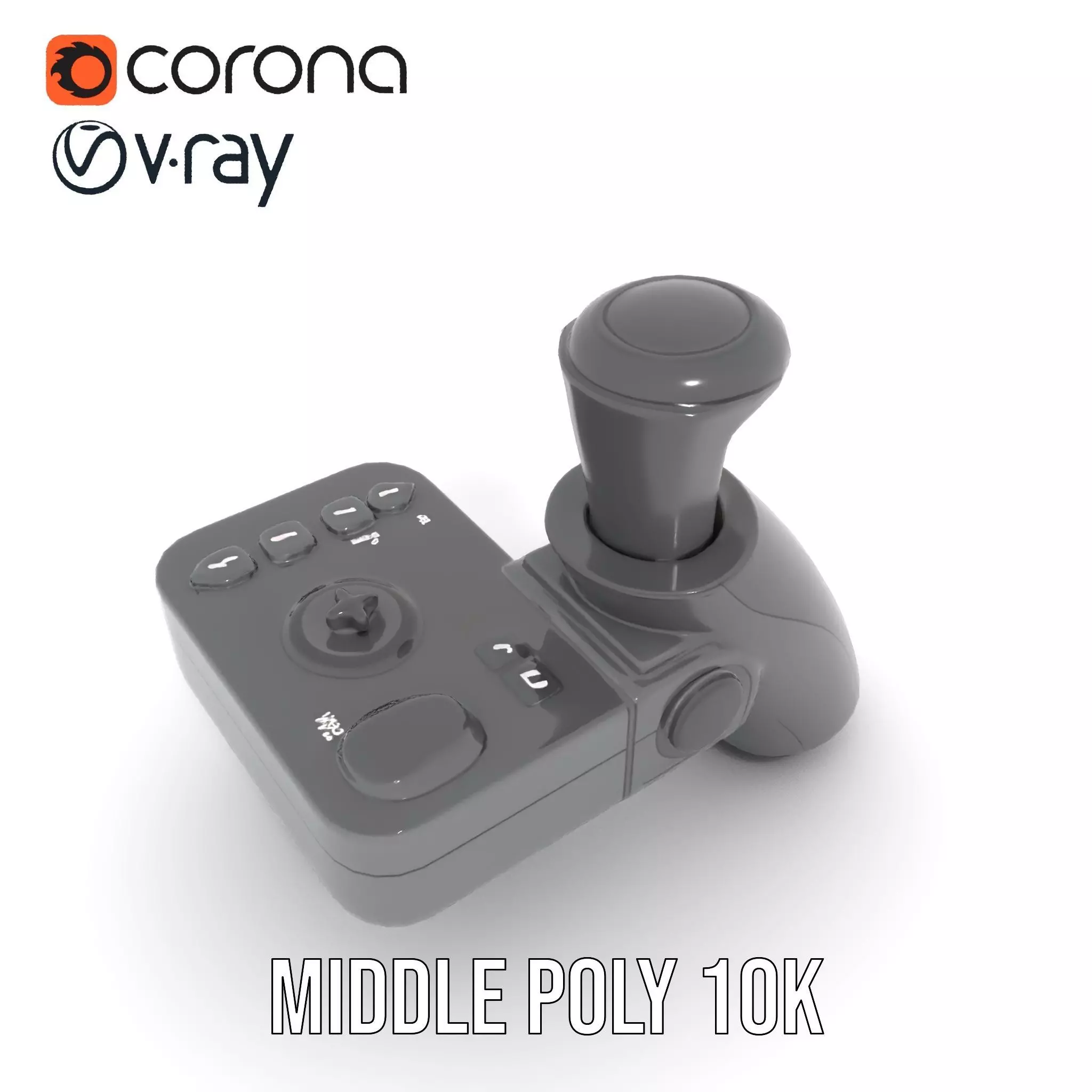 Joystick Controller Model Pack with Detailed Buttons and Grips Low-poly 3D model_13
