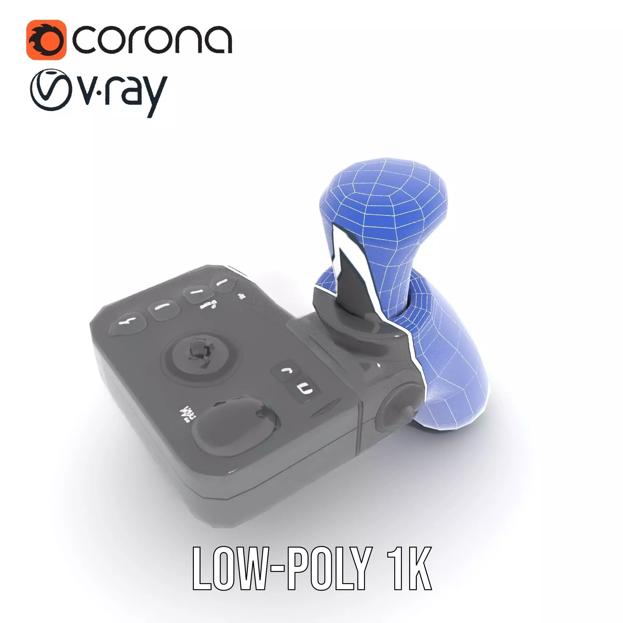 Joystick Controller Model Pack with Detailed Buttons and Grips Low-poly 3D model_21