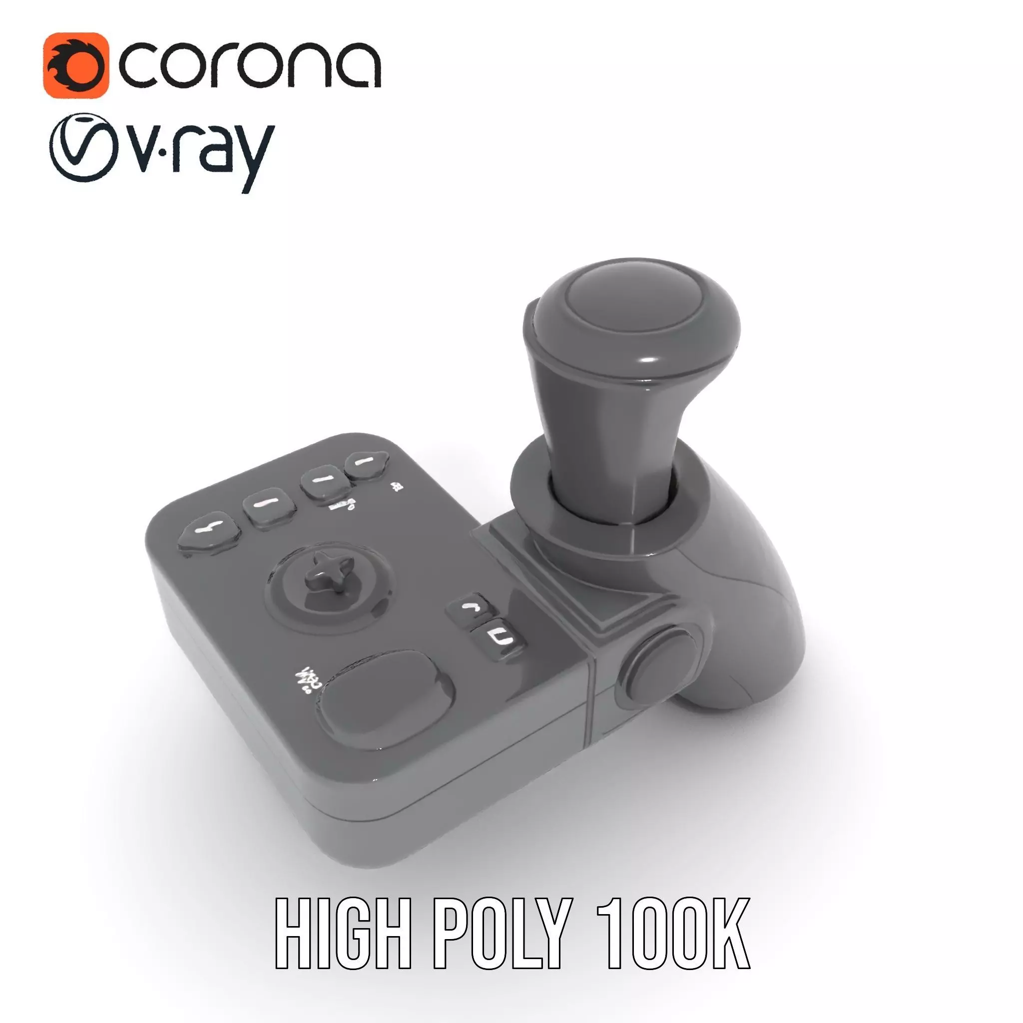 Joystick Controller Model Pack with Detailed Buttons and Grips Low-poly 3D model_22