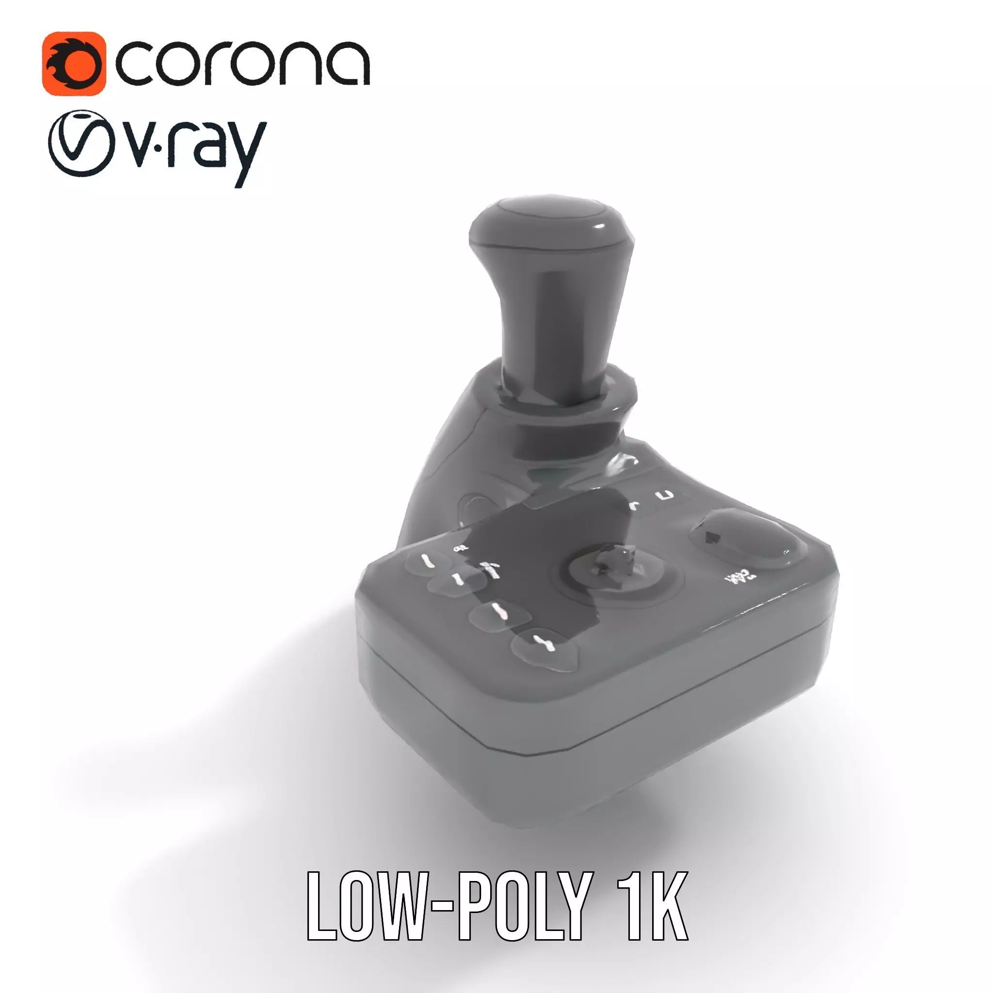 Joystick Controller Model Pack with Detailed Buttons and Grips Low-poly 3D model_7