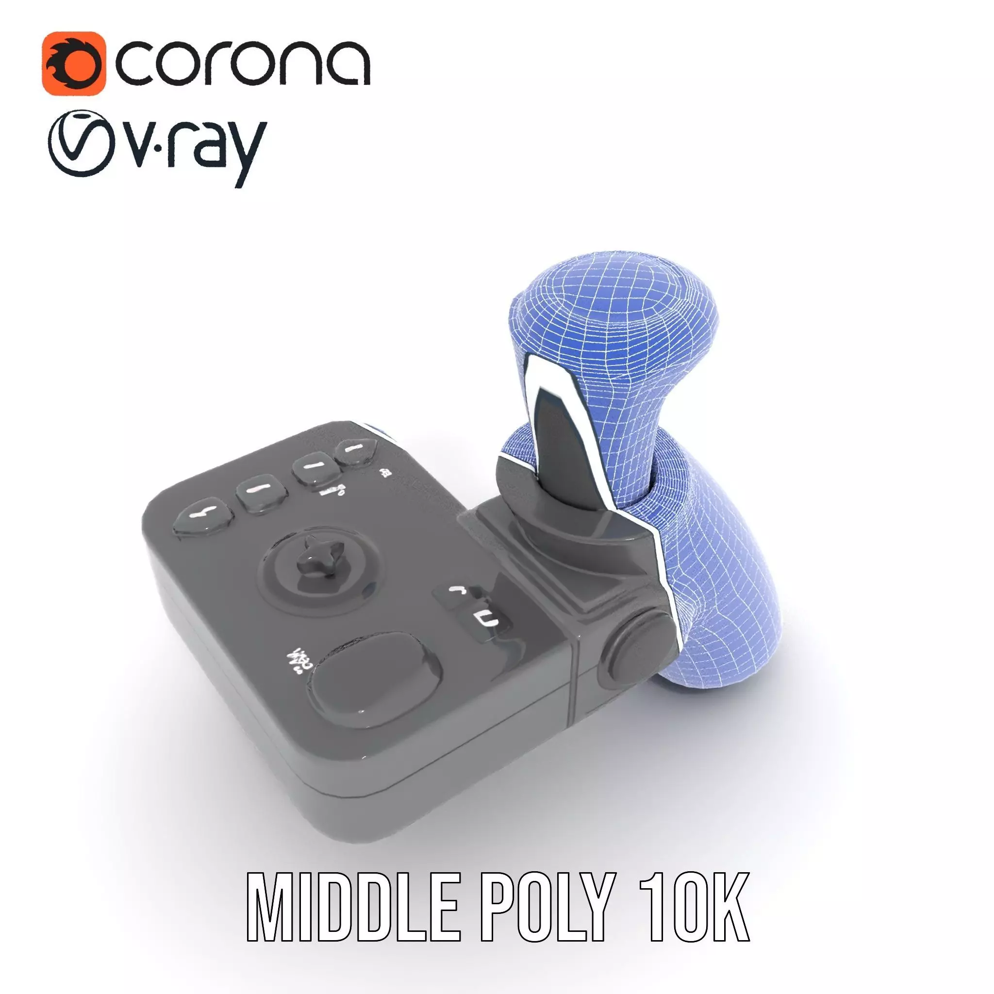 Joystick Controller Model Pack with Detailed Buttons and Grips Low-poly 3D model_29