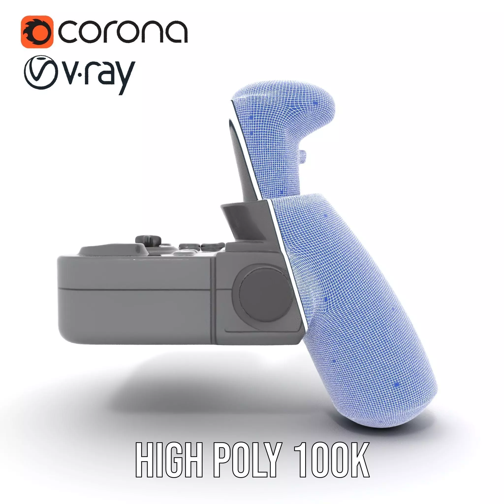 Joystick Controller Model Pack with Detailed Buttons and Grips Low-poly 3D model_34