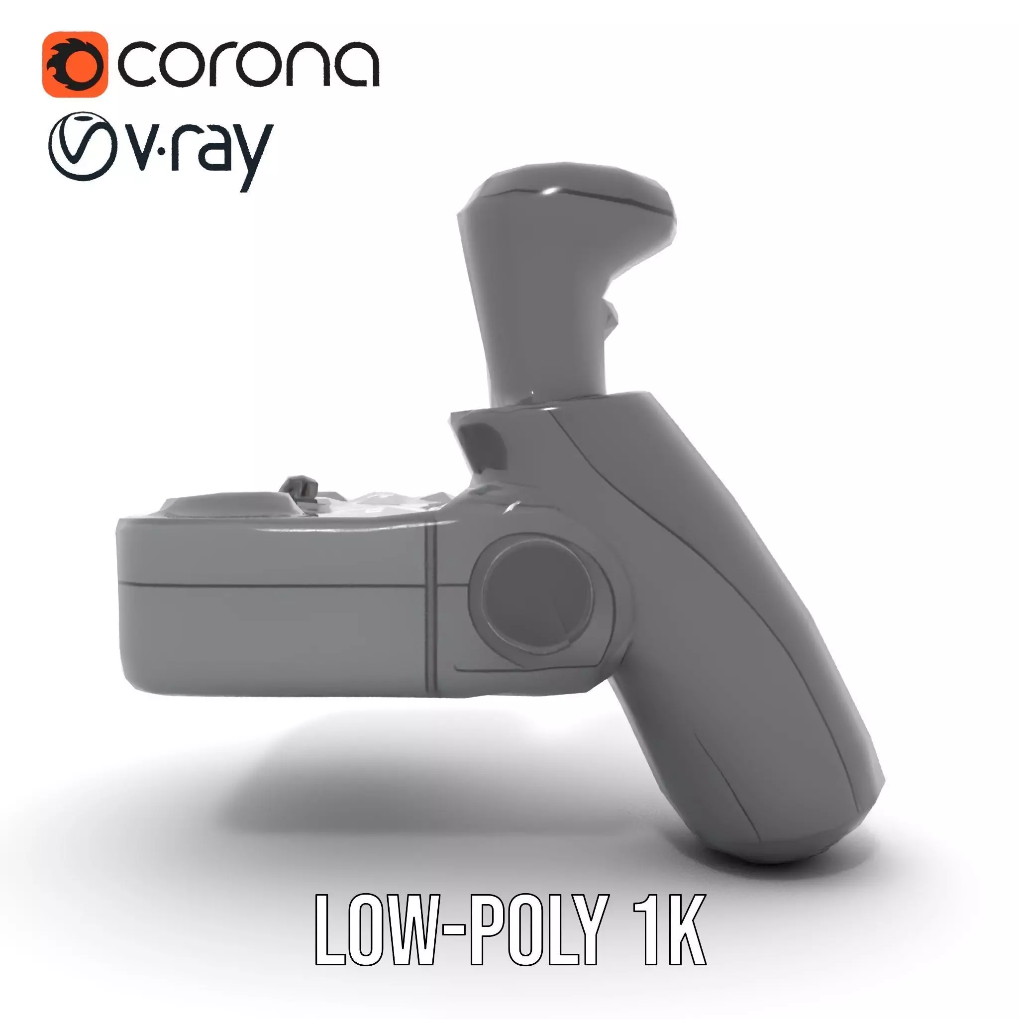 Joystick Controller Model Pack with Detailed Buttons and Grips Low-poly 3D model_11