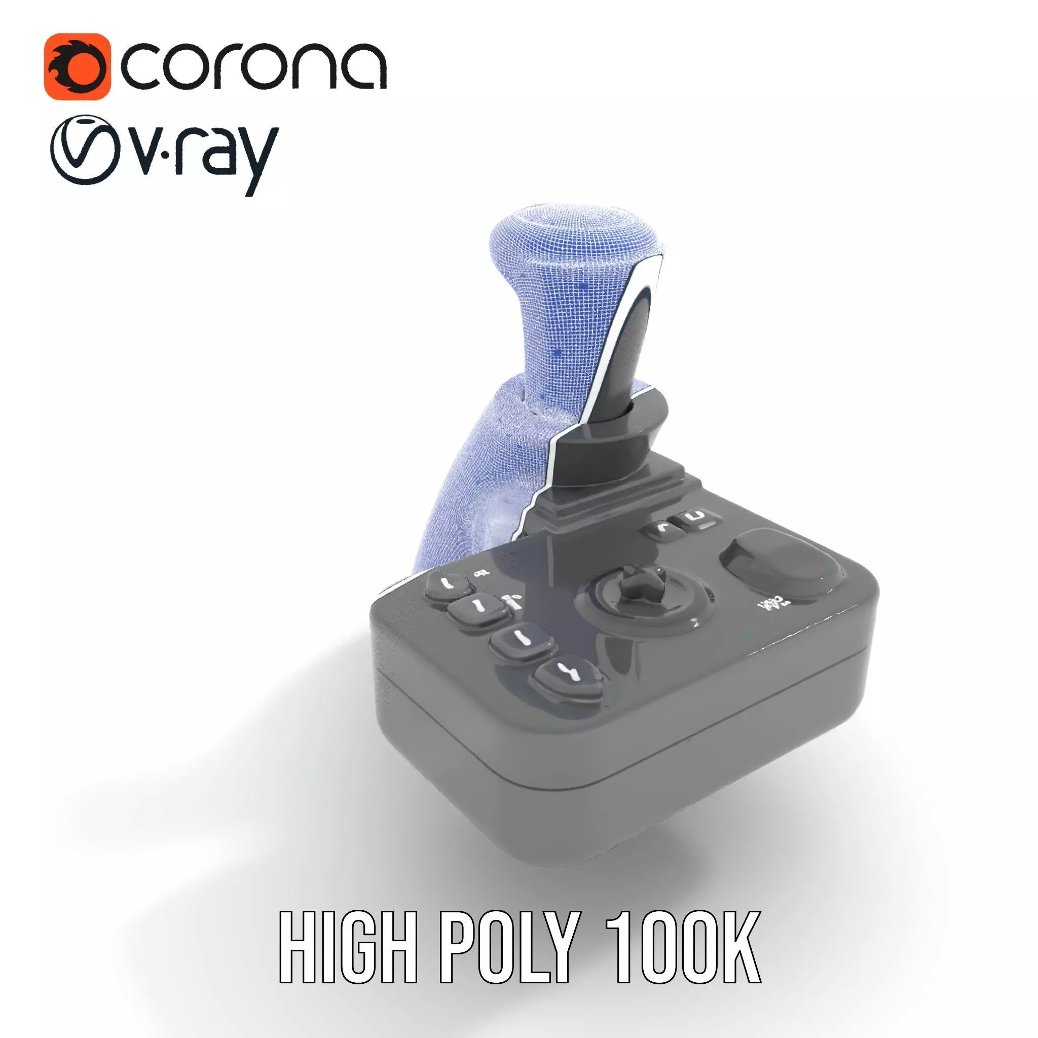 Joystick Controller Model Pack with Detailed Buttons and Grips Low-poly 3D model_28