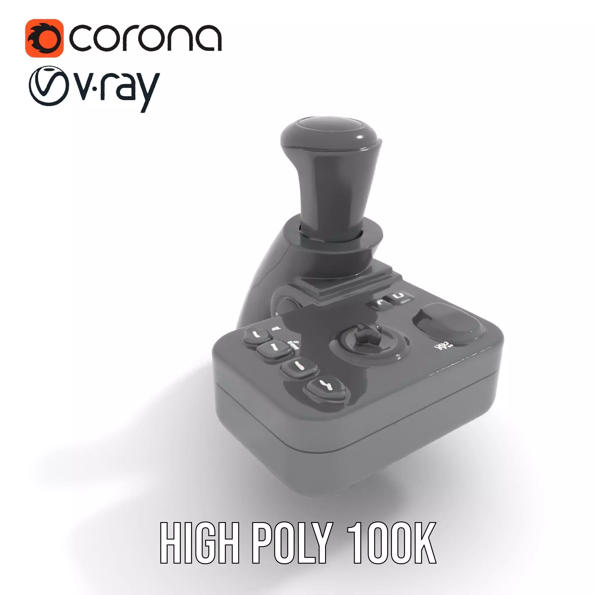 Joystick Controller Model Pack with Detailed Buttons and Grips Low-poly 3D model_19