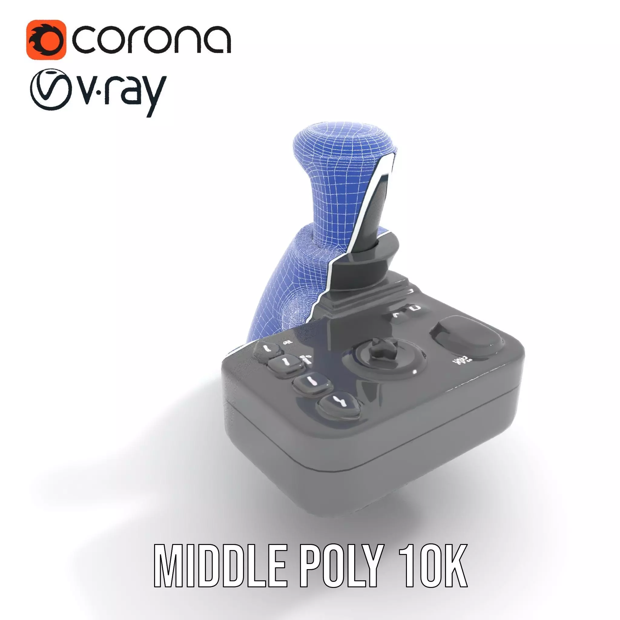 Joystick Controller Model Pack with Detailed Buttons and Grips Low-poly 3D model_17