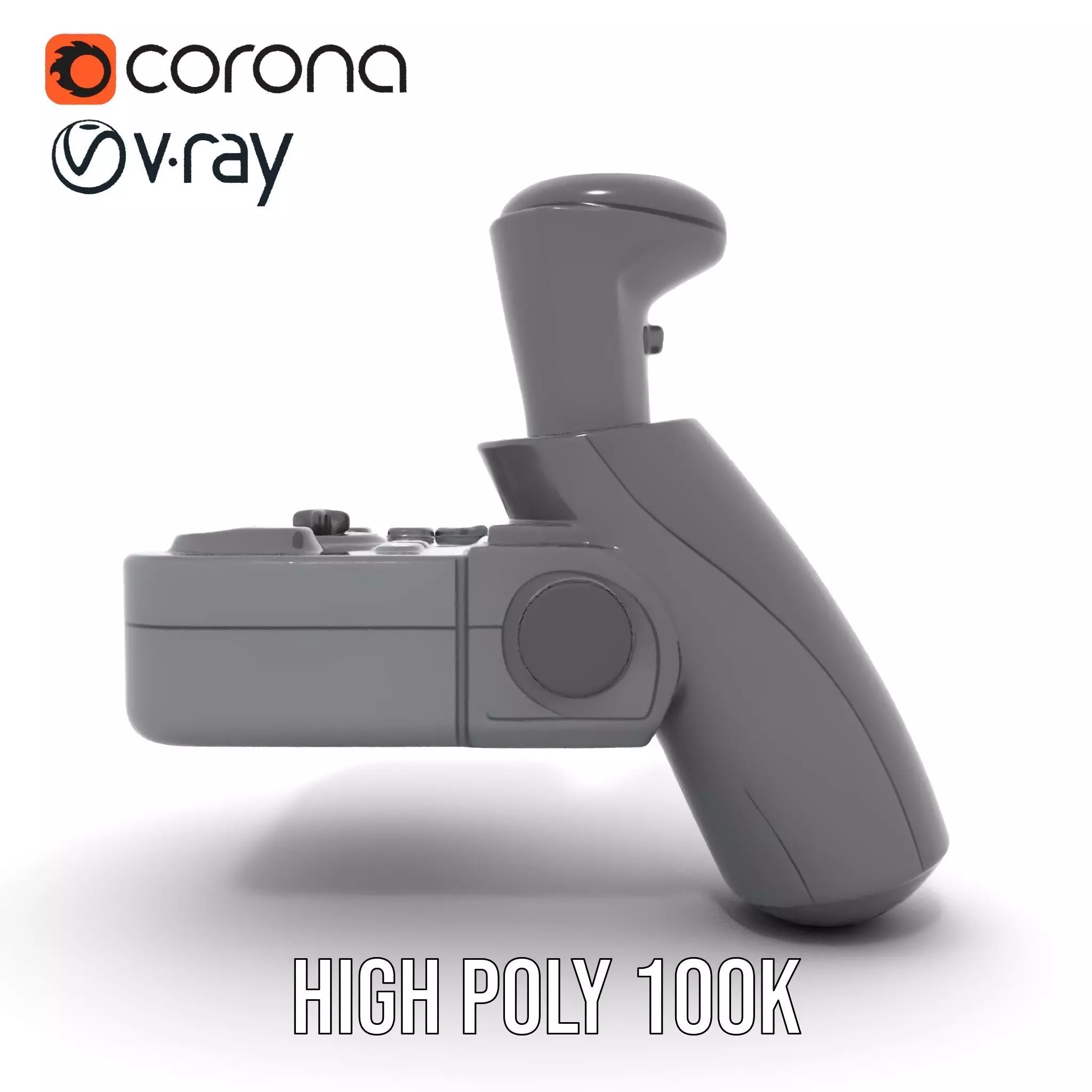 Joystick Controller Model Pack with Detailed Buttons and Grips Low-poly 3D model_25