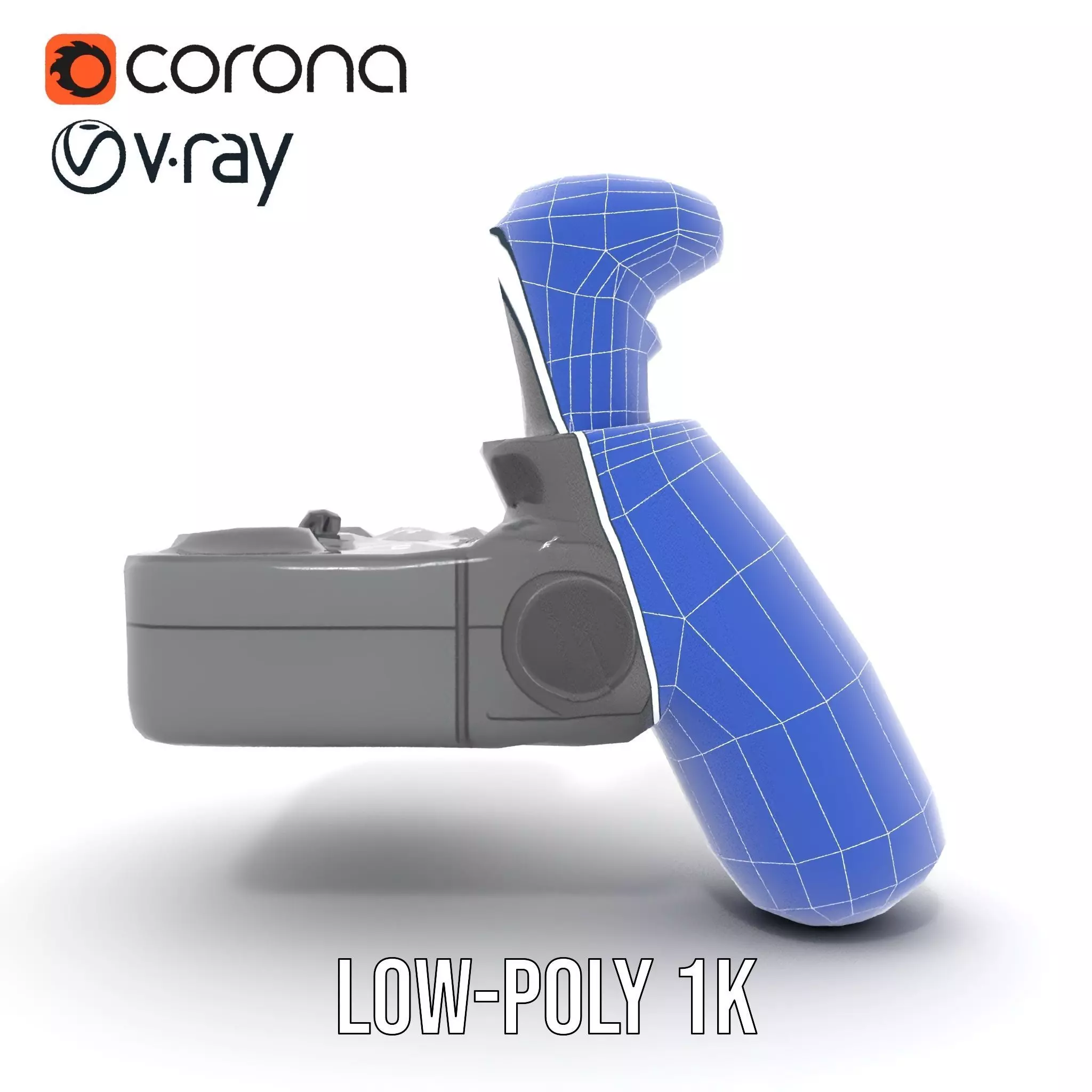 Joystick Controller Model Pack with Detailed Buttons and Grips Low-poly 3D model_30