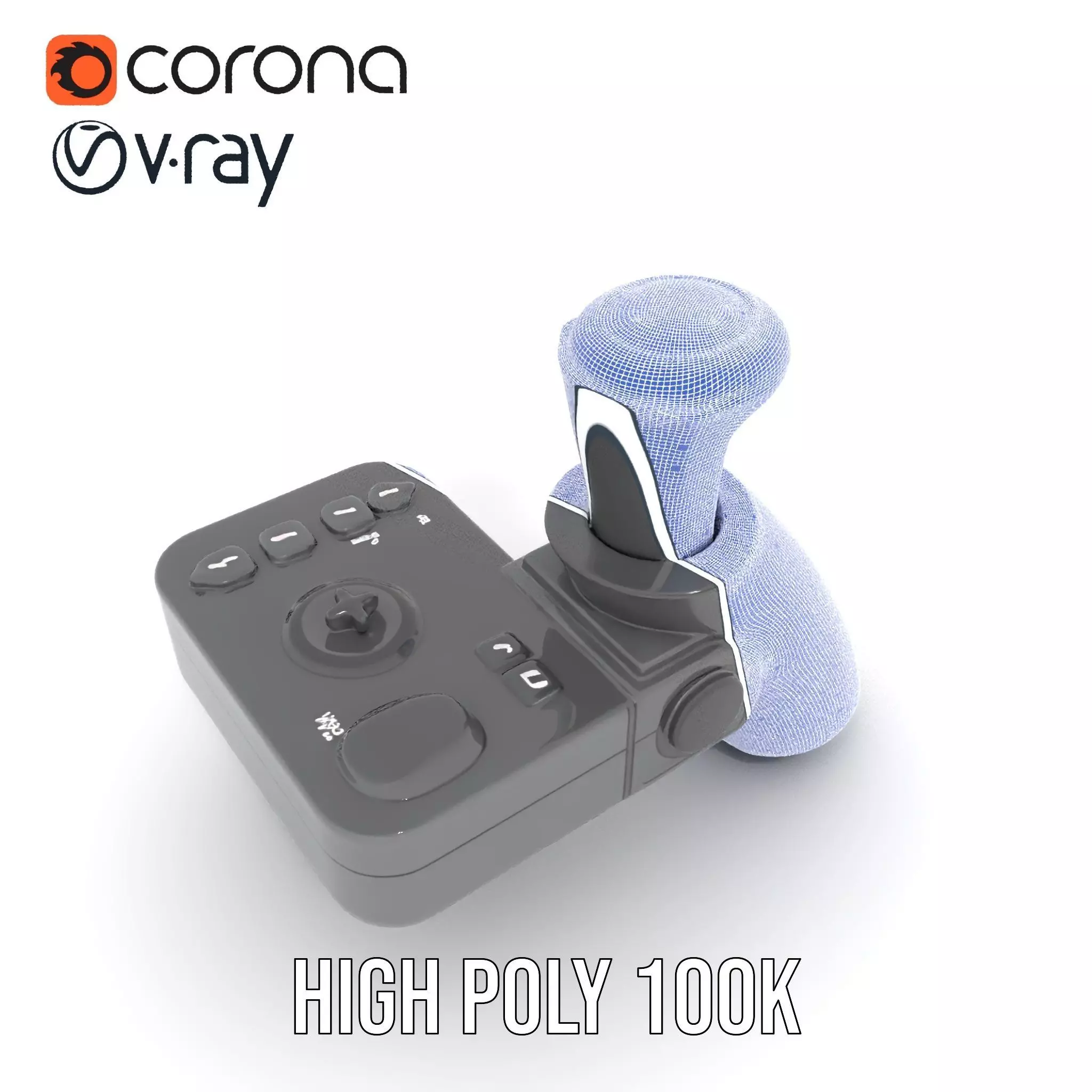 Joystick Controller Model Pack with Detailed Buttons and Grips Low-poly 3D model_32