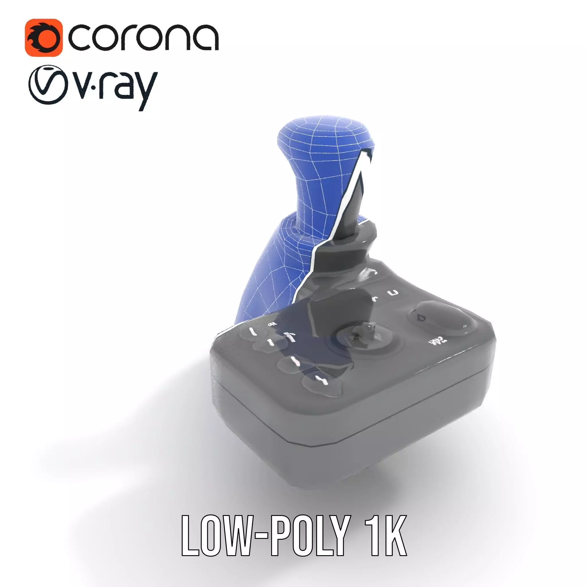 Joystick Controller Model Pack with Detailed Buttons and Grips Low-poly 3D model_16