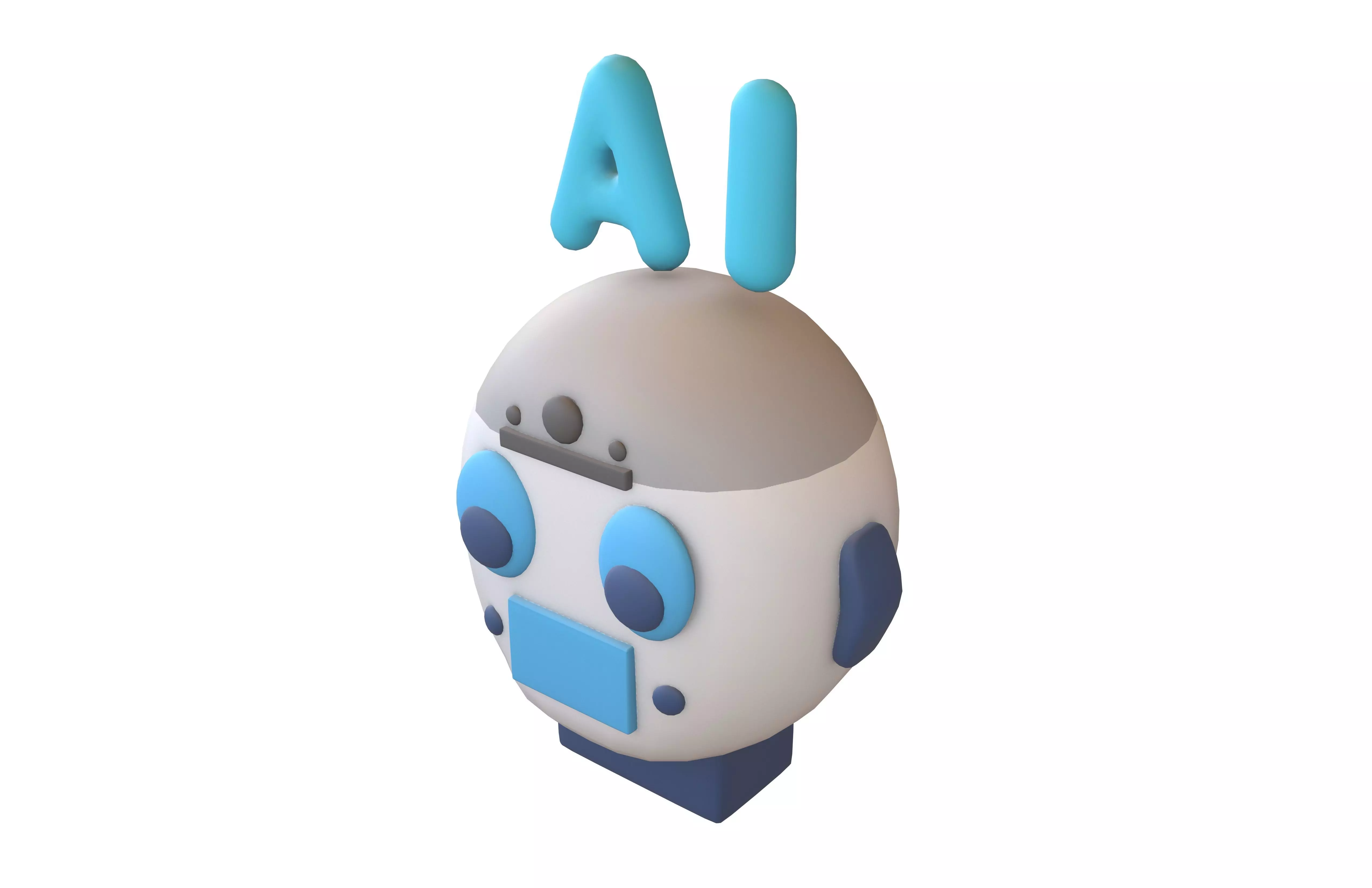 AI Robot Icon v1 001 Low-poly 3D model_2