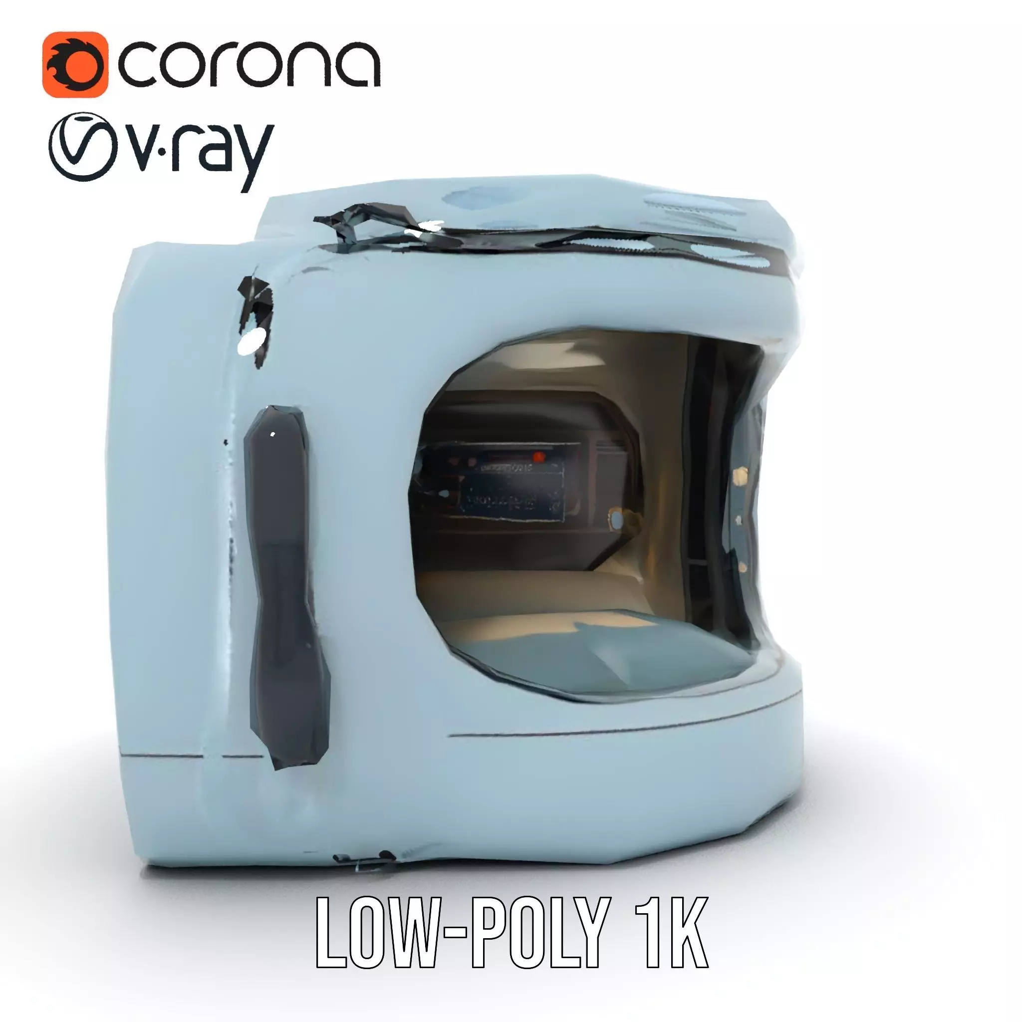 Futuristic Sleep Pod Interior Model Pack Low-poly 3D model_7