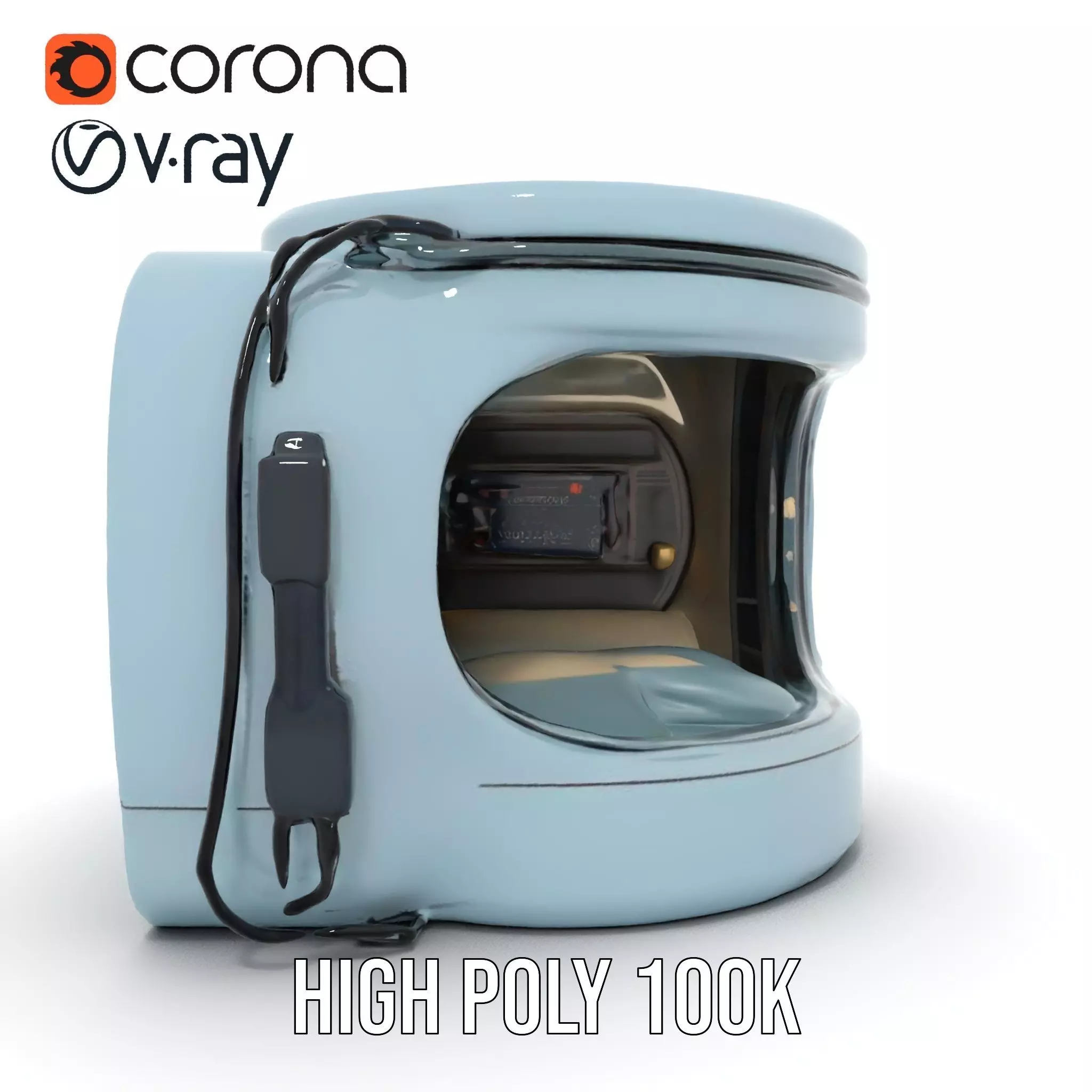 Futuristic Sleep Pod Interior Model Pack Low-poly 3D model_23