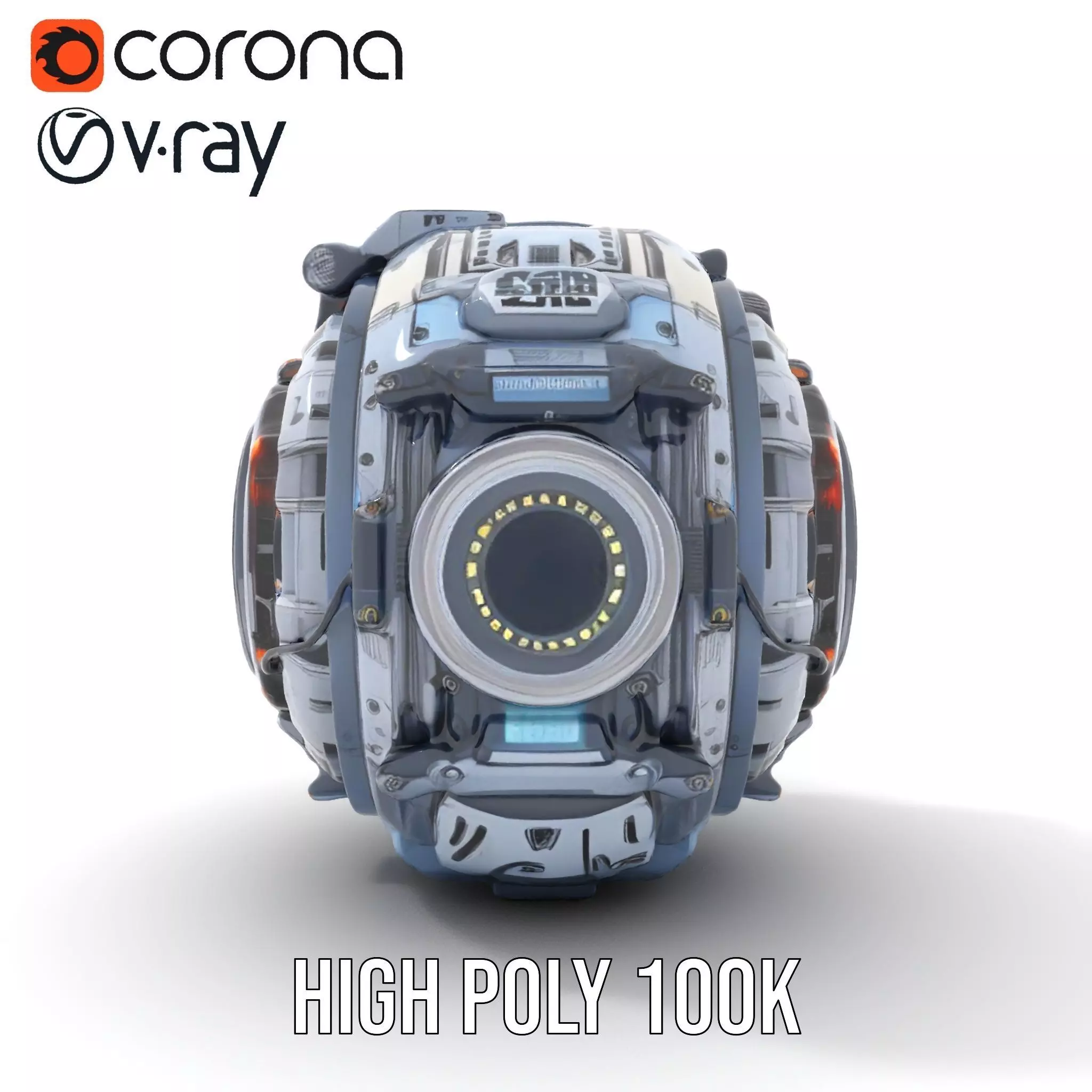 Futuristic SciFi Orb Drone Model Pack Low-poly 3D model_28