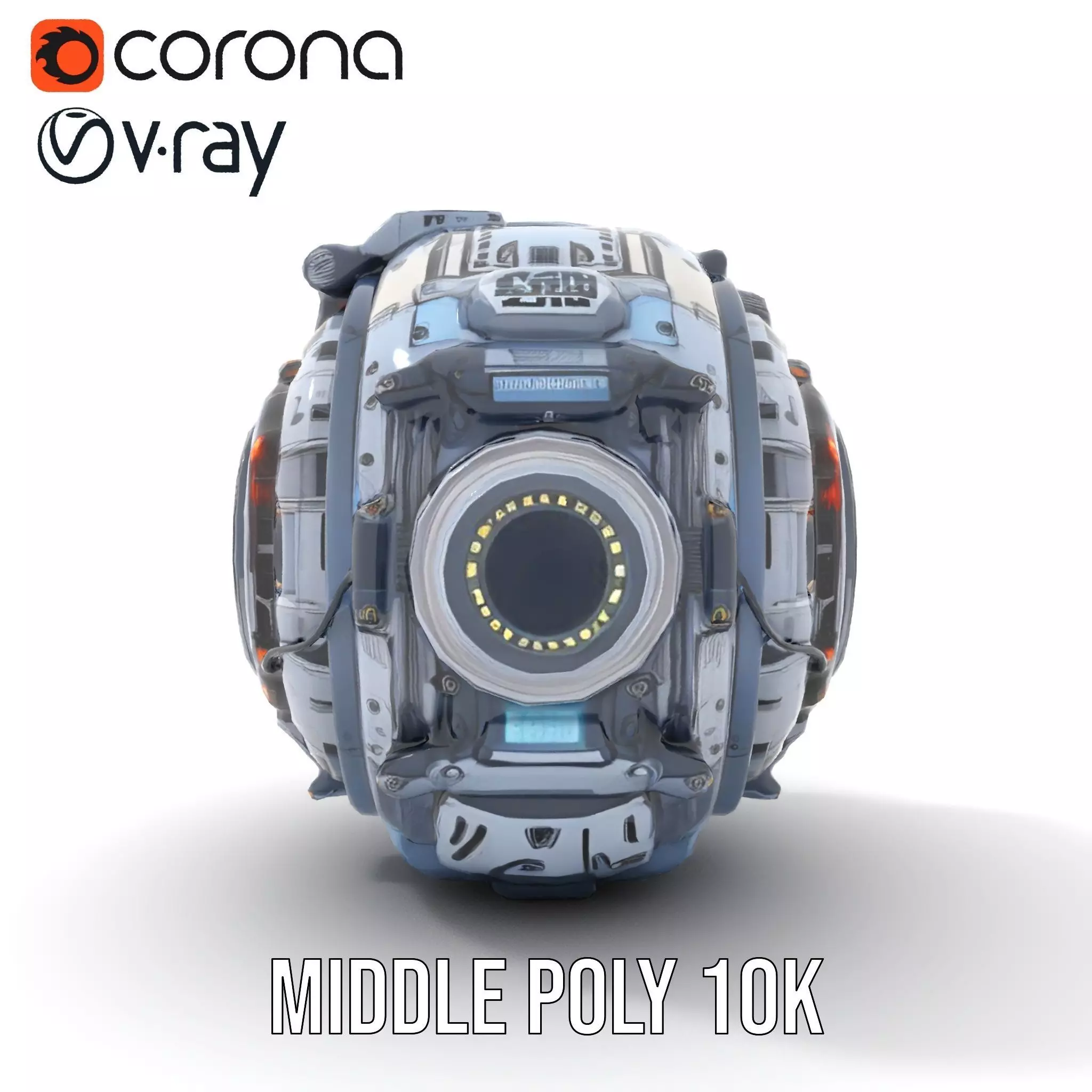 Futuristic SciFi Orb Drone Model Pack Low-poly 3D model_10