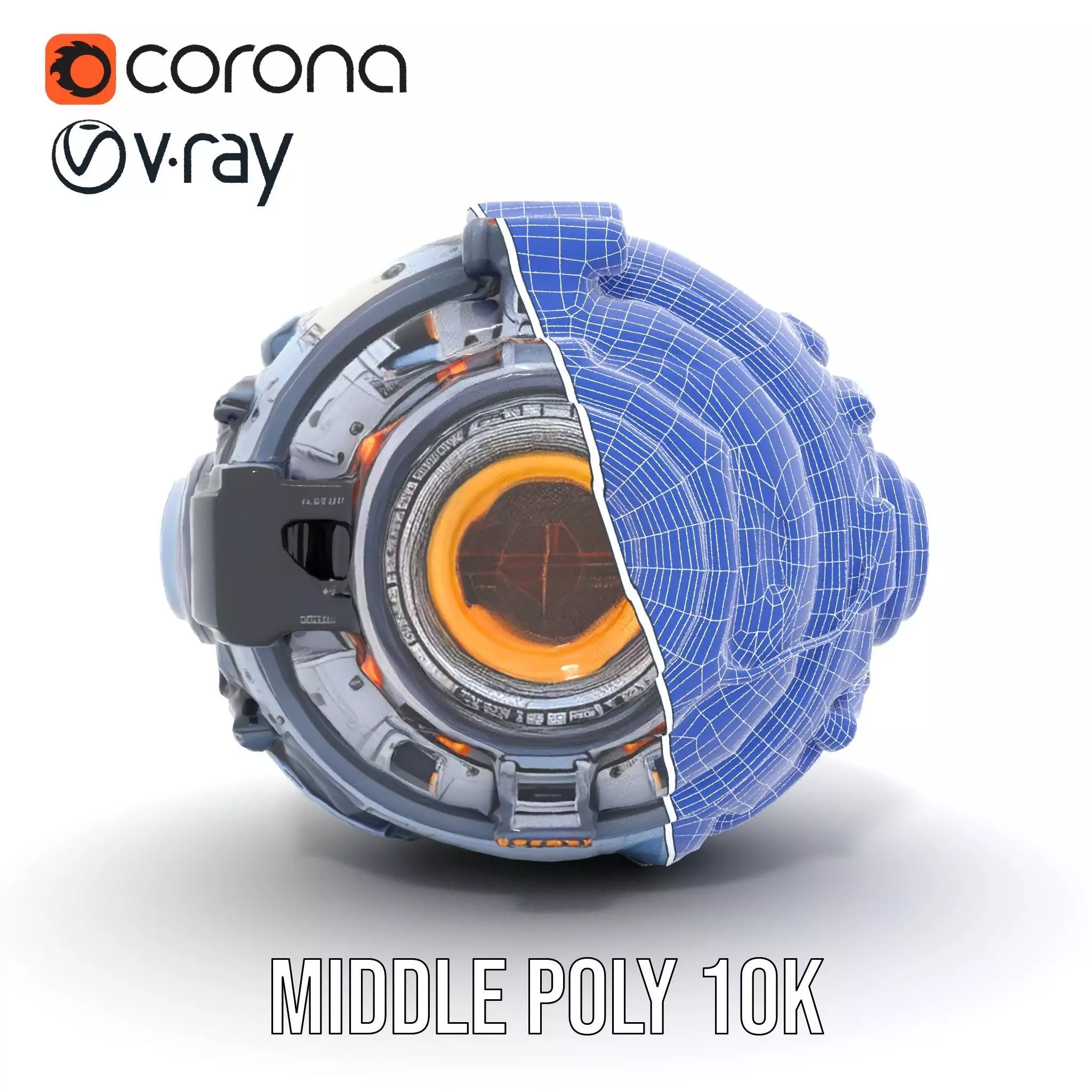 Futuristic SciFi Orb Drone Model Pack Low-poly 3D model_29