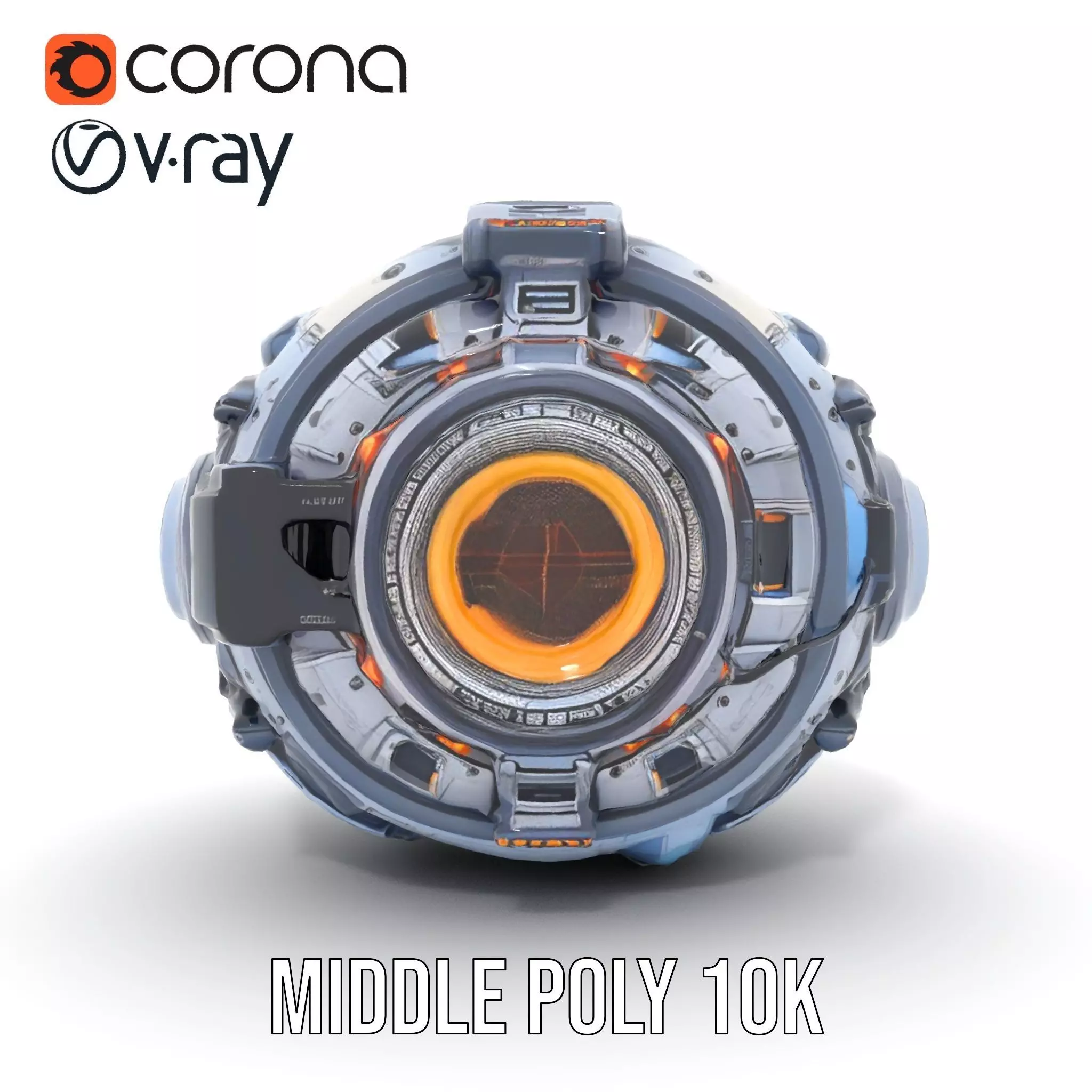 Futuristic SciFi Orb Drone Model Pack Low-poly 3D model_5