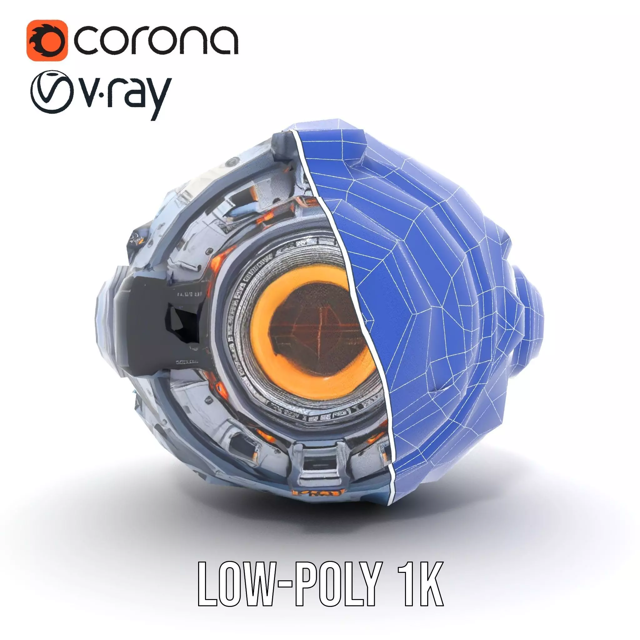 Futuristic SciFi Orb Drone Model Pack Low-poly 3D model_24