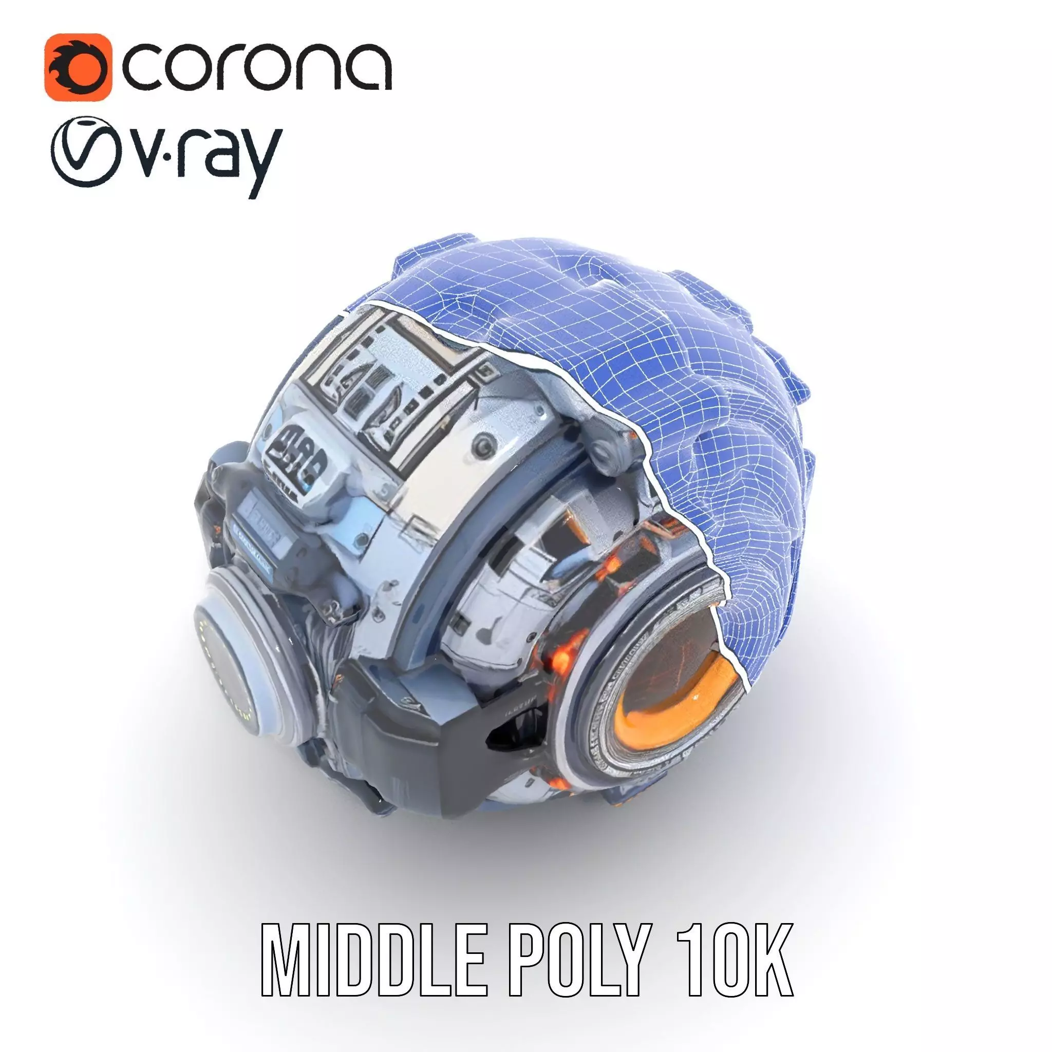 Futuristic SciFi Orb Drone Model Pack Low-poly 3D model_23