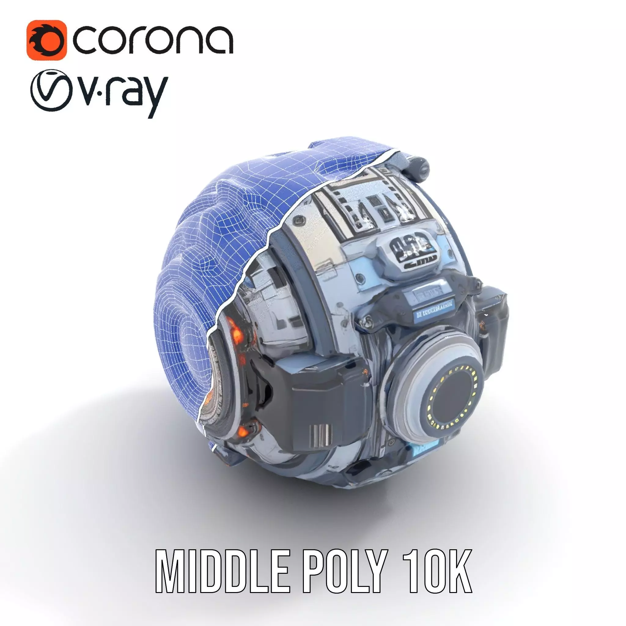Futuristic SciFi Orb Drone Model Pack Low-poly 3D model_21