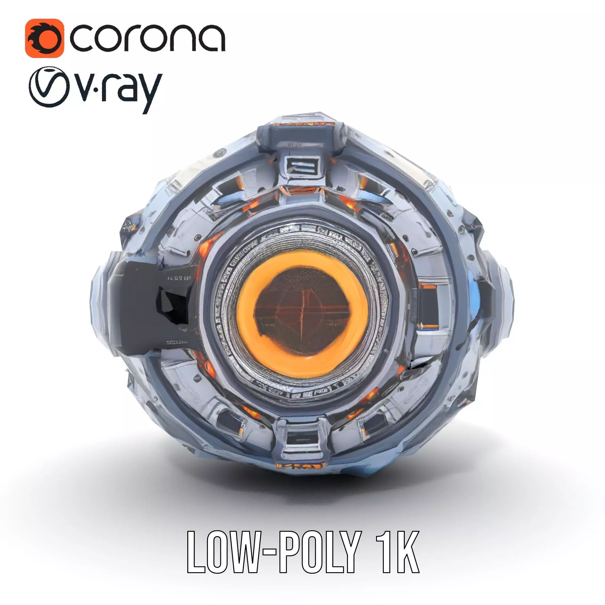 Futuristic SciFi Orb Drone Model Pack Low-poly 3D model_22