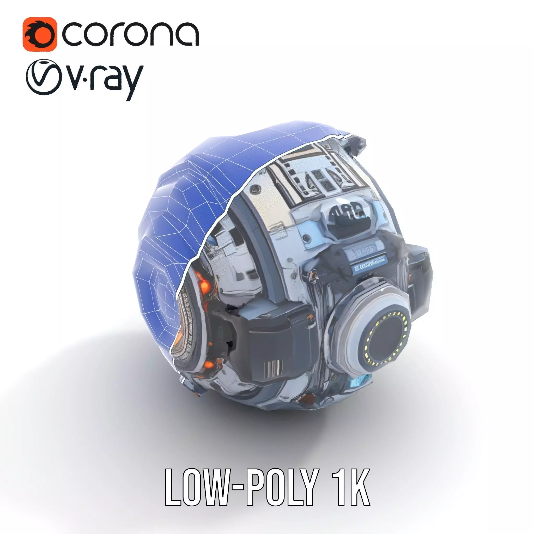 Futuristic SciFi Orb Drone Model Pack Low-poly 3D model_14